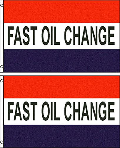 Fast Oil Change Polyester Flag Banner Sign - 2 Pack - Durable & Weatherproof for Auto Shops, Car Dealerships & Gas Stations