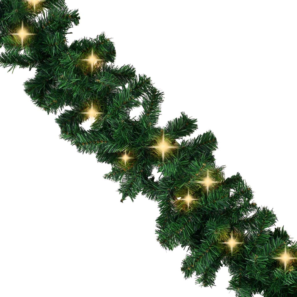 CHARMMA 65.6ft Christmas Garland with Warm White LED Lights - Holiday Home Decor for Fireplace Mantel, Staircase & Outdoor Christmas Tree Decorations