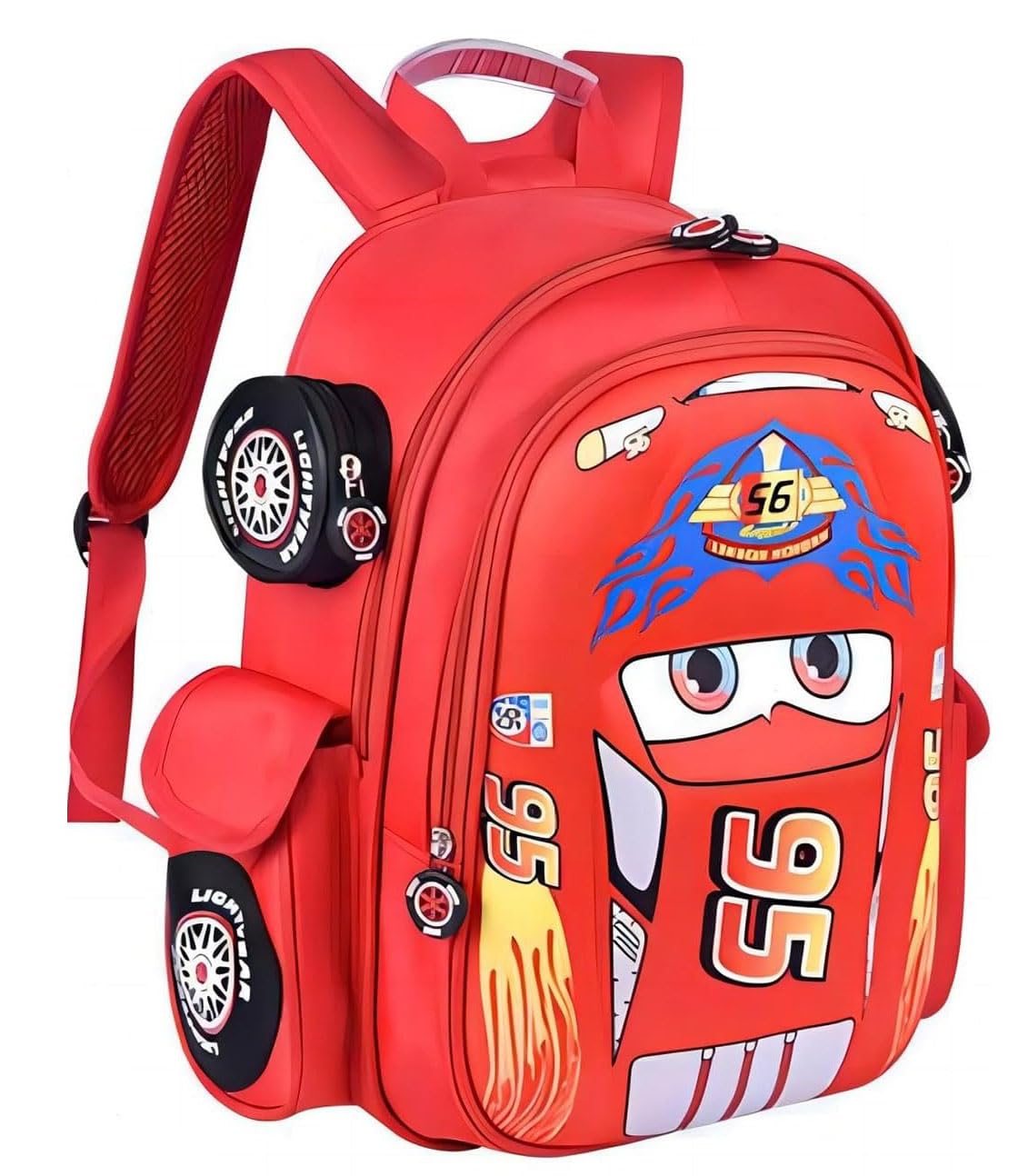**Waterproof Cartoon Kids Truck Backpack for Boys - Durable Kindergarten & Preprimary School Backpack (Red) - Perfect for Daily Use, Travel & Outdoor Adventures**