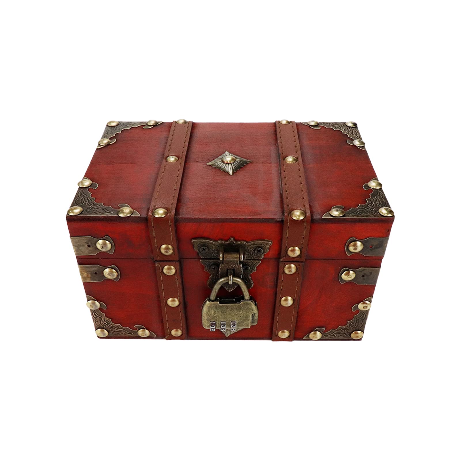 Vintage Wooden Storage Box with Combination Lock - Decorative Treasure Chest for Jewelry, Keepsakes & Collectibles | Perfect for Home Decor, Gift Giving & DIY Craft Storage