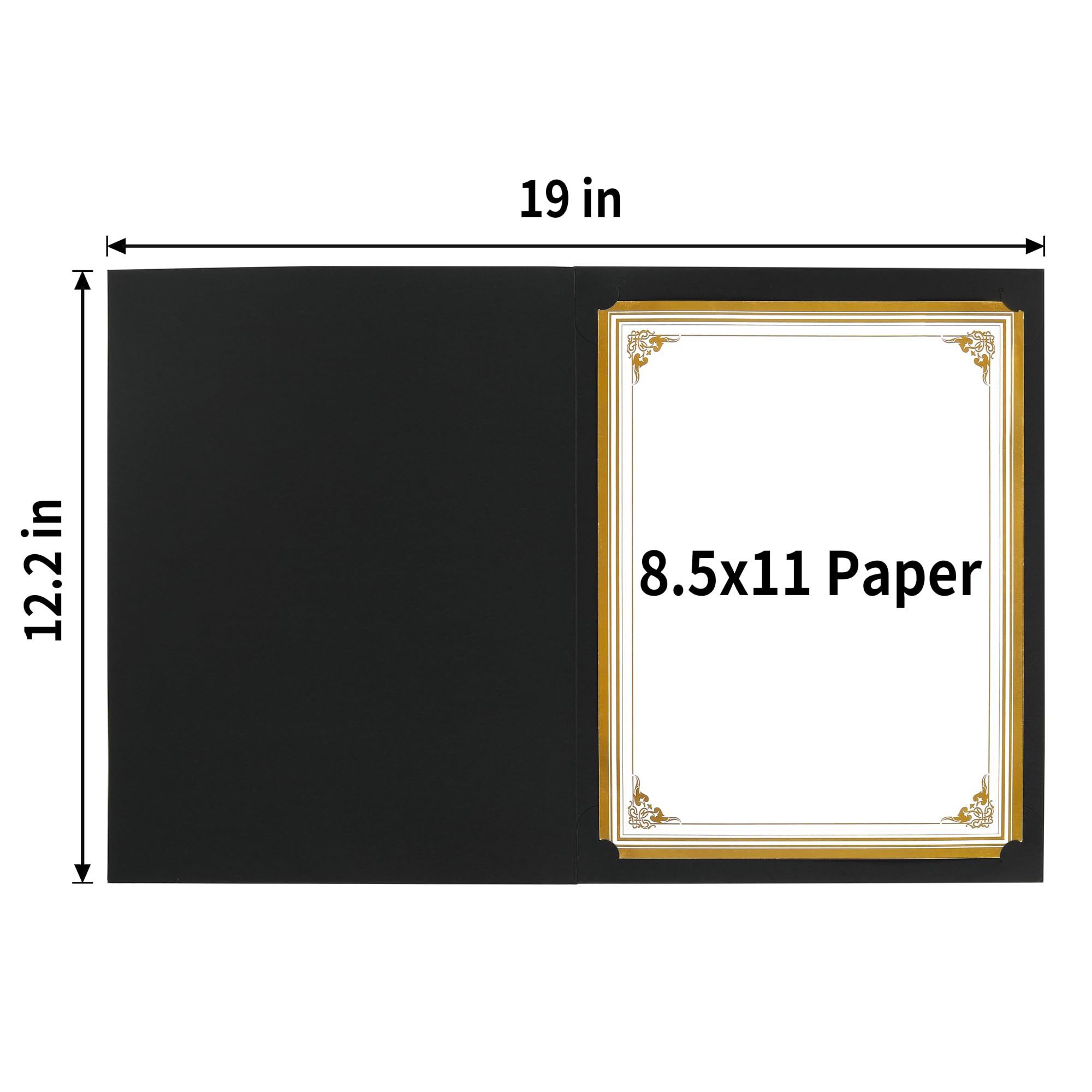 Premium SUNEE Certificate Holders (30-Pack, Black) - Gold Foil Border Diploma Covers for 8.5x11 Letter Size Documents, Certificates & Cardstock | Perfect for Graduations, Awards & Professional Presentations