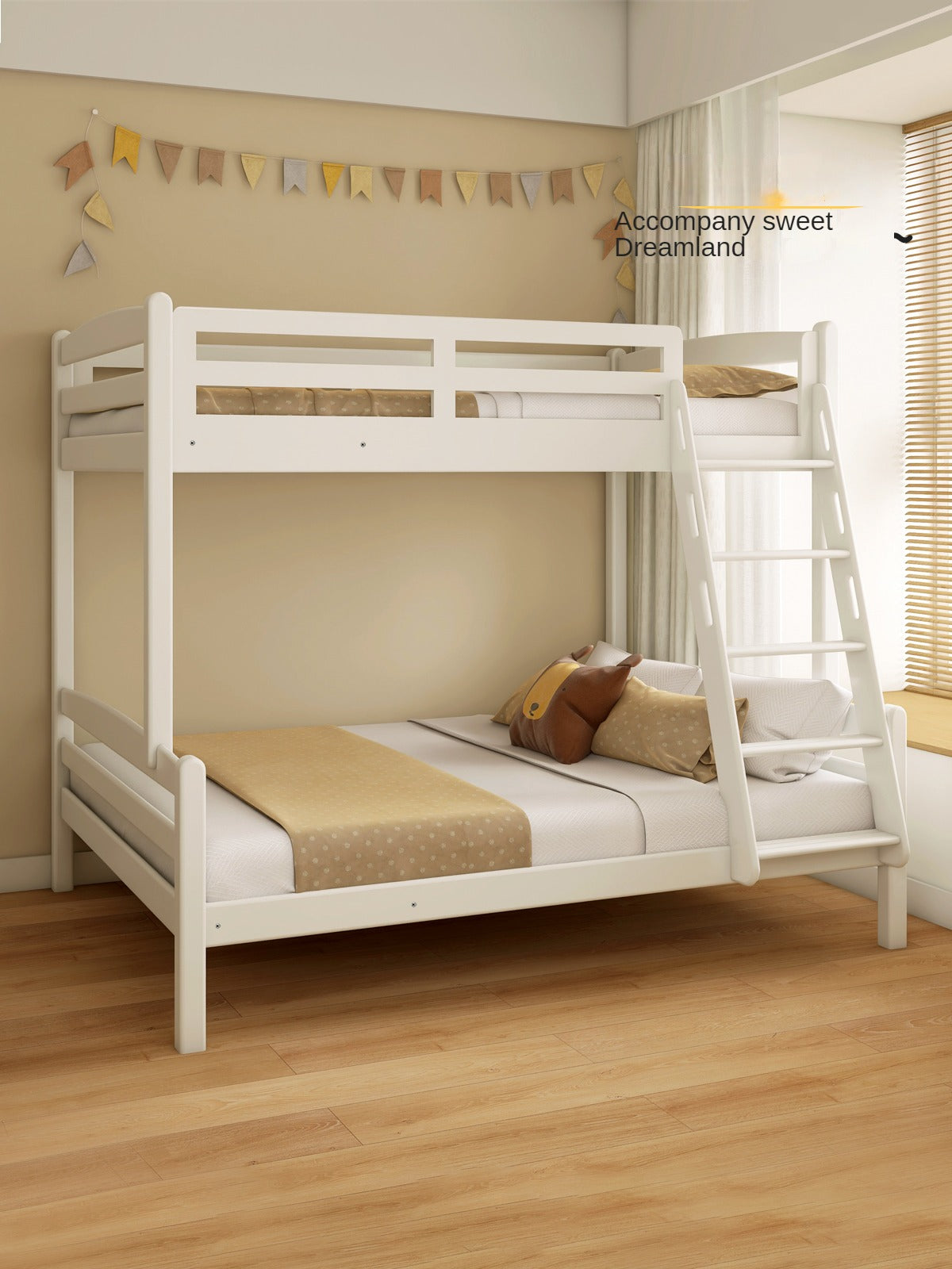 Solid Wood Beech & Birch White Detachable Bunk Bed for Kids - Perfect for Small Bedrooms, Guest Rooms & Space-Saving Kids' Rooms