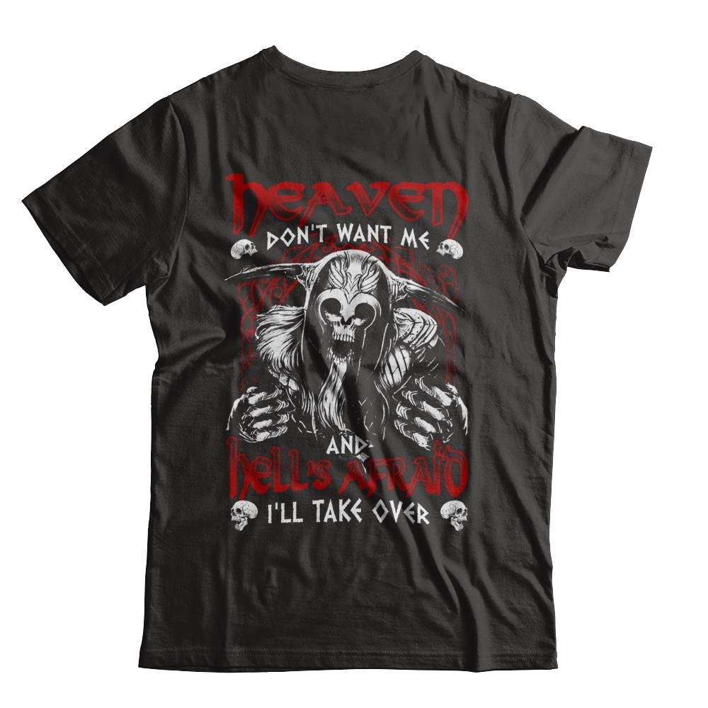 Men's Funny Sarcastic T-Shirt - 'Heaven Don't Want Me and Hell's Afraid I'll Take Over' Short Sleeve Cotton Tee - Perfect for Casual Wear, Parties, and Gifts