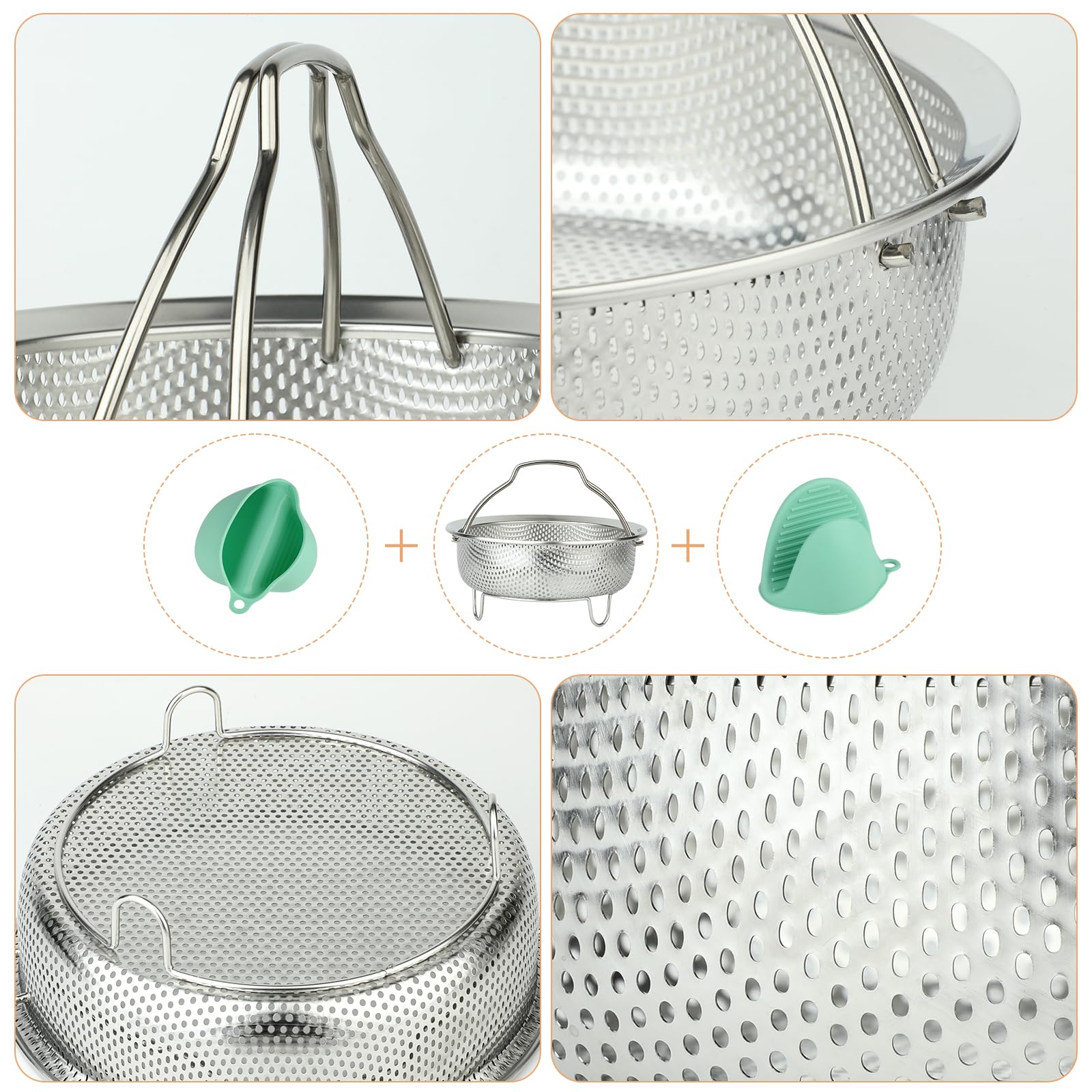 Stainless Steel Vegetable Steamer Basket for Pots - 3 Qt Perfect for Dumplings, Vegetables & Healthy Cooking | Stovetop & Microwave Safe Kitchen Accessory for Steaming, Blanching & Meal Prep