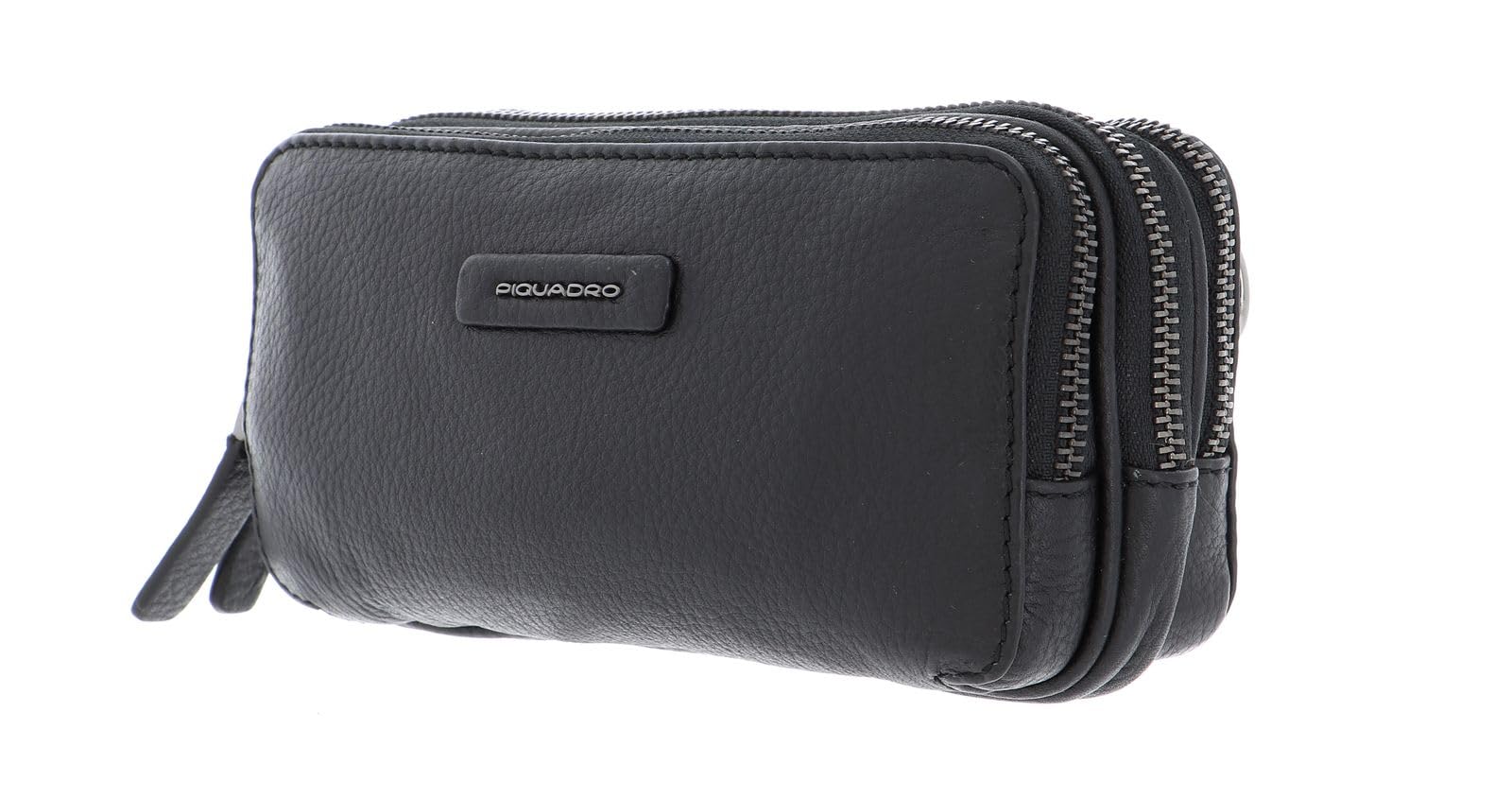 Piquadro Men's Leather Pencil Case - Black (Nero) - 20cm Slim Business Organizer for Pens, Markers & Office Supplies - Perfect for Work, School & Travel Accessories