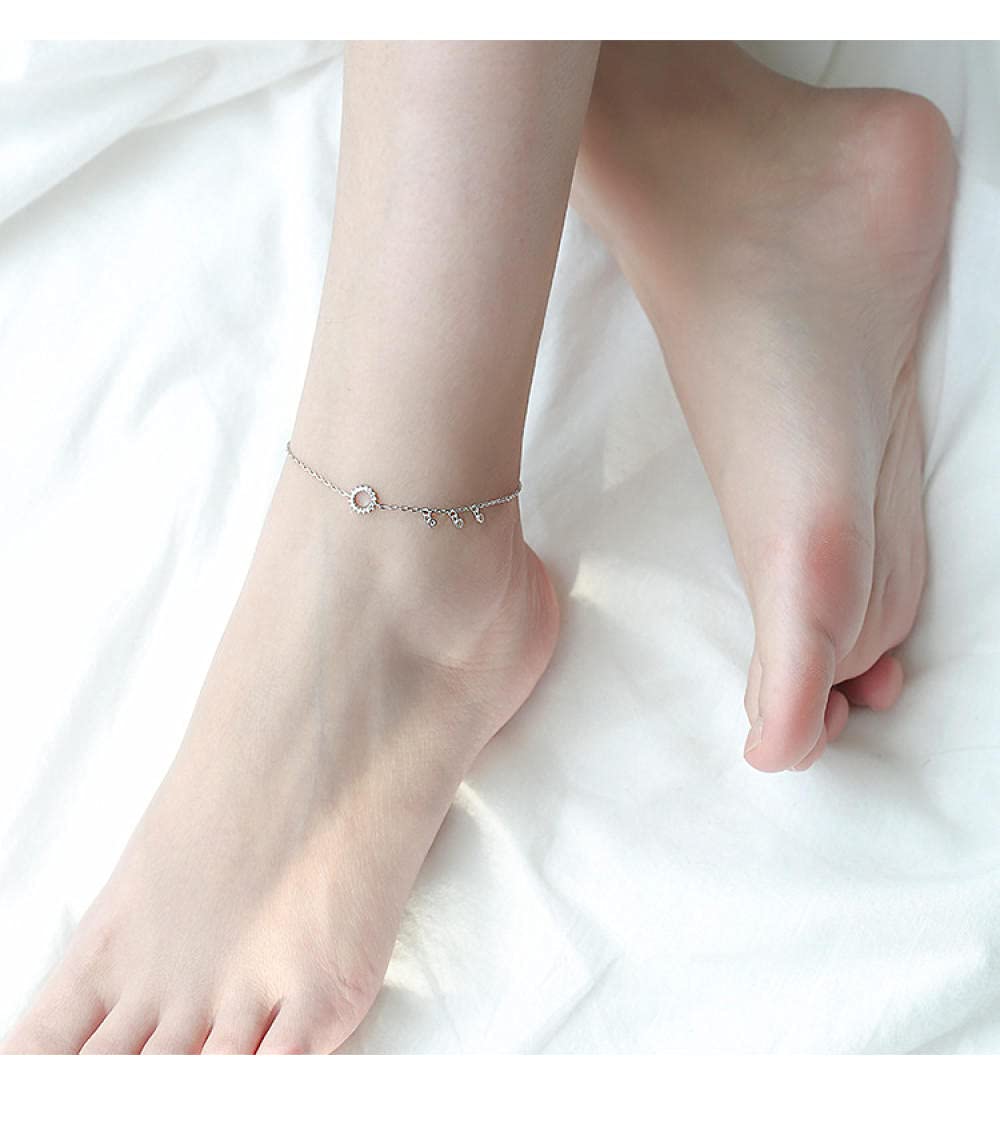 925 Sterling Silver Ankle Bracelet with Star Charm - Dainty Adjustable Foot Chain for Women - Perfect for Beach, Summer Outfits & Boho Style