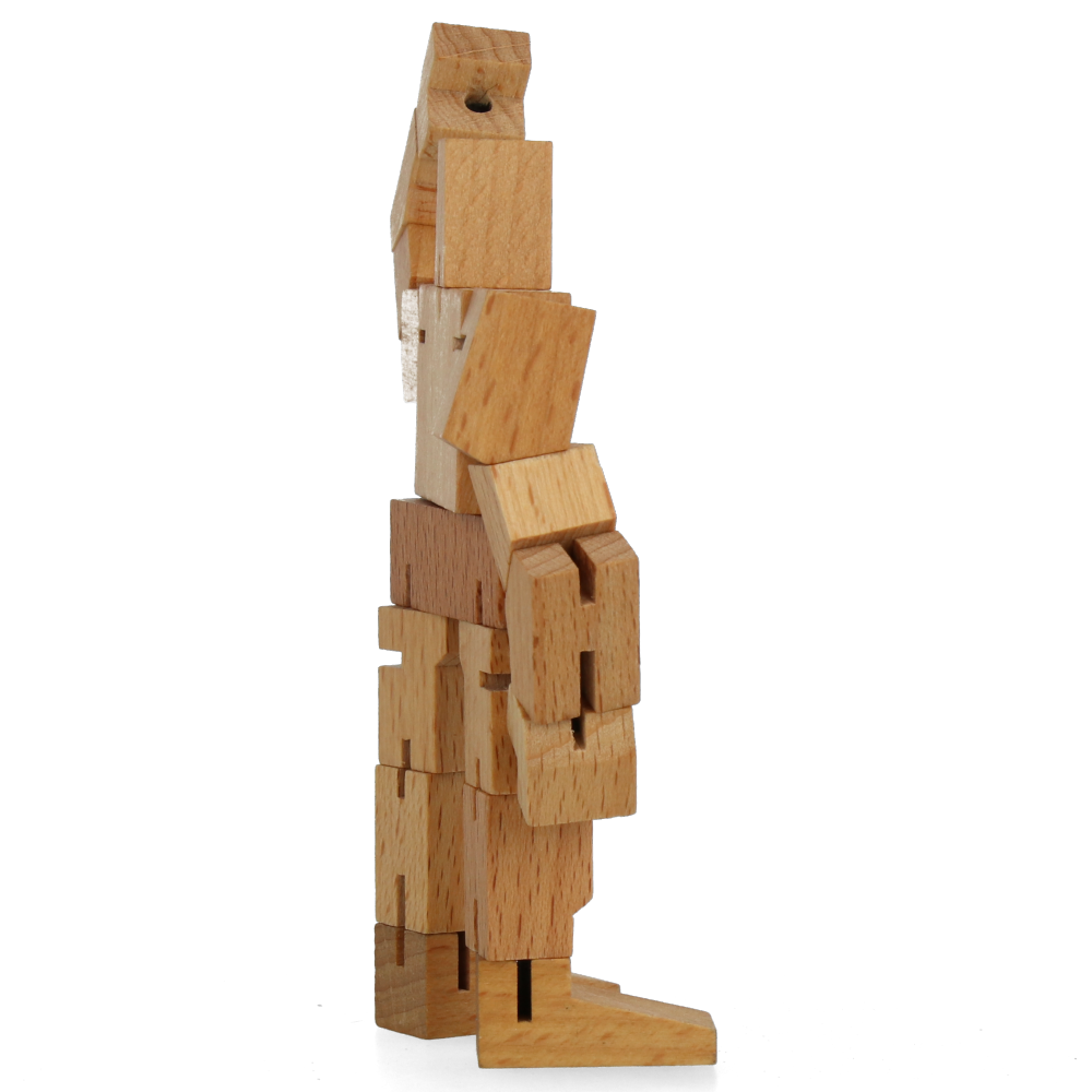 Cubebot Micro Guthrie Natural Wooden Puzzle Toy - Perfect for Kids, Adults, and Office Desk Decor | STEM Educational Gift & Stress Relief Fidget Toy