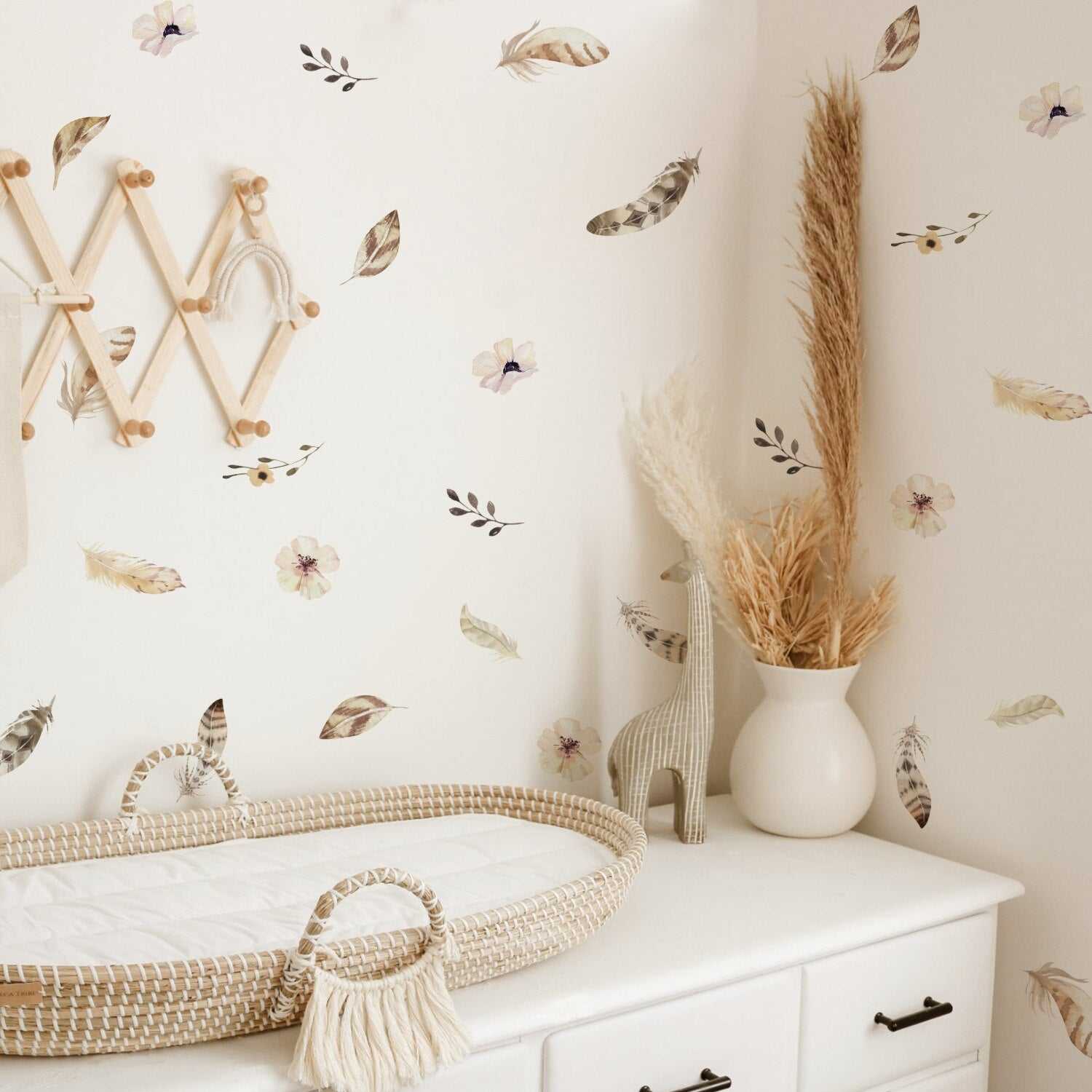 Boho Feathers Wall Decals - Self-Adhesive Removable Wall Stickers for Home & Room Decor - Perfect for Bedroom, Living Room, Nursery & Dorm Room