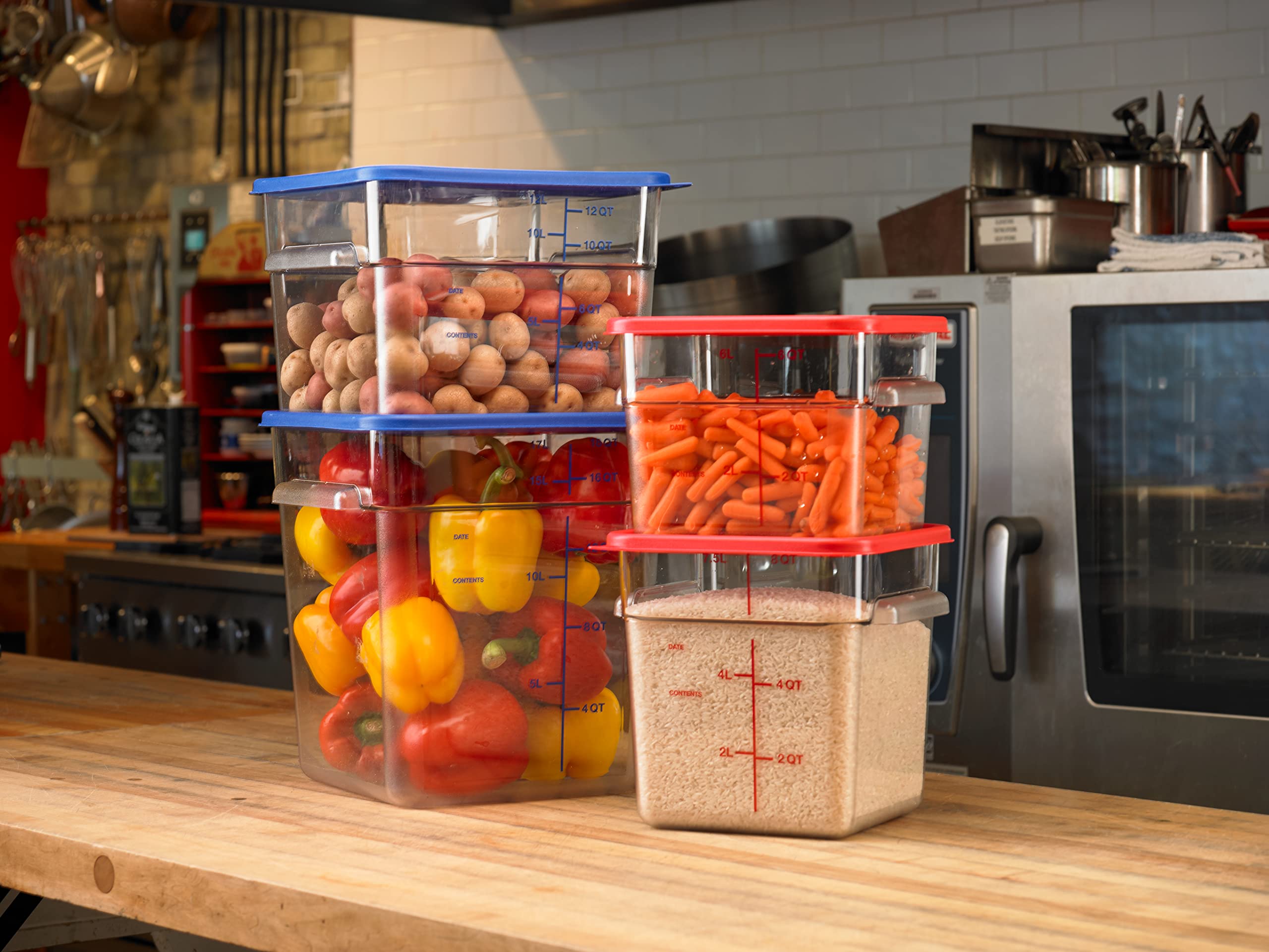 Stackable 8-Quart Clear Polycarbonate (PC) Square Food Storage Container by Carlisle FoodService - Ideal for Catering, Buffets, Restaurants & Commercial Kitchens - Durable, BPA-Free & Dishwasher Safe