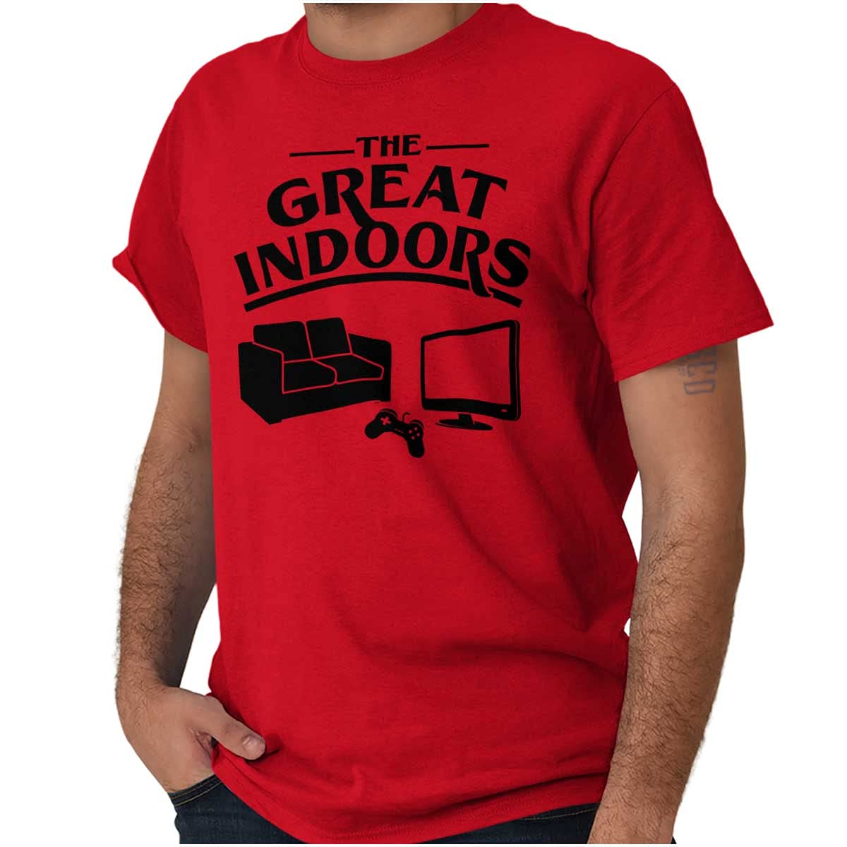 Great Indoors Couch Potato Gamer Nerd Graphic T-Shirt for Men - Comfortable Casual Tee for Gaming, Relaxing & Nerdy Outfits