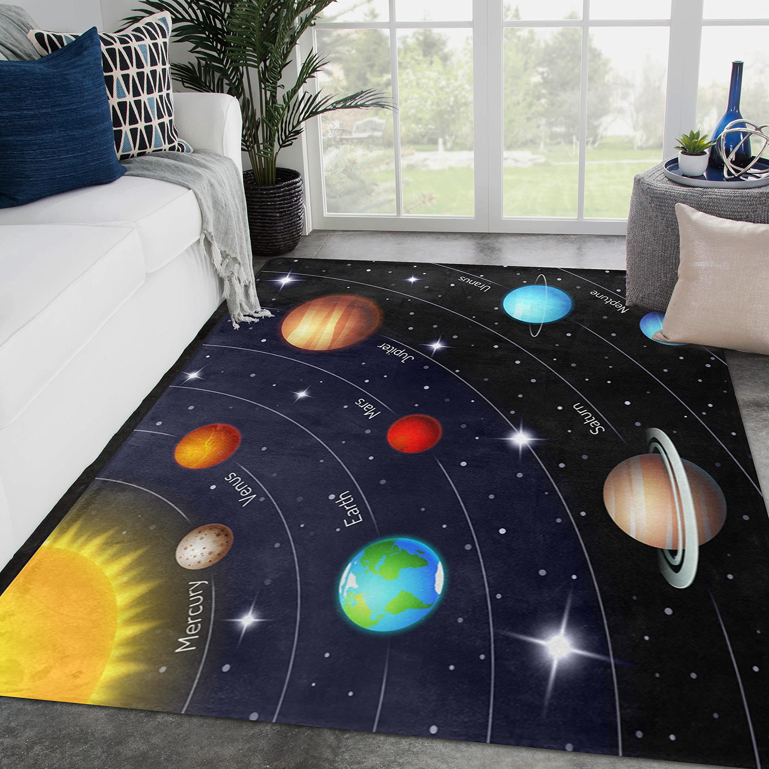 ALAZA Space Solar System Galaxy Nebula Planet Area Rug 3'x2' - Soft Non-Slip Rug for Living Room, Bedroom, Kids Room - Perfect for Space Themed Decor & Astronomy Lovers
