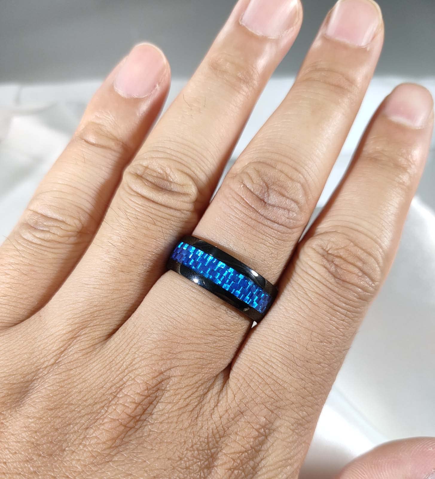 Matching Couple Rings for Women & Men - His and Her Wedding Bands with Blue CZ Stones - Romantic Gift for Anniversary, Engagement & Valentine's Day - Perfect for Weddings, Proposals & Special Occasions