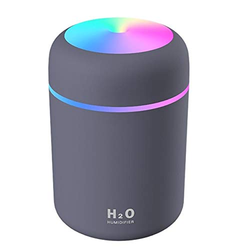WLTK 300ml USB Ultrasonic Essential Oil Diffuser & Air Humidifier with Romantic Night Light - Compact Cool Mist Maker for Home, Office, Bedroom, Nursery (Gray) | Perfect for Aromatherapy, Dry Air Relief & Better Sleep