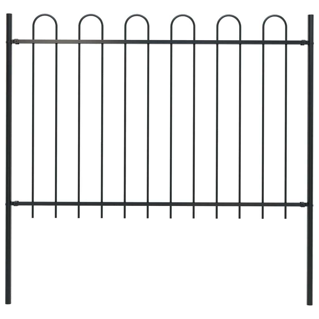 SKM 5.5ft Black Steel Garden Fence with Spear Top - Durable Outdoor Decorative Fencing for Yard, Lawn, and Property Protection | Perfect for Home Gardens, Backyards, and Landscaping