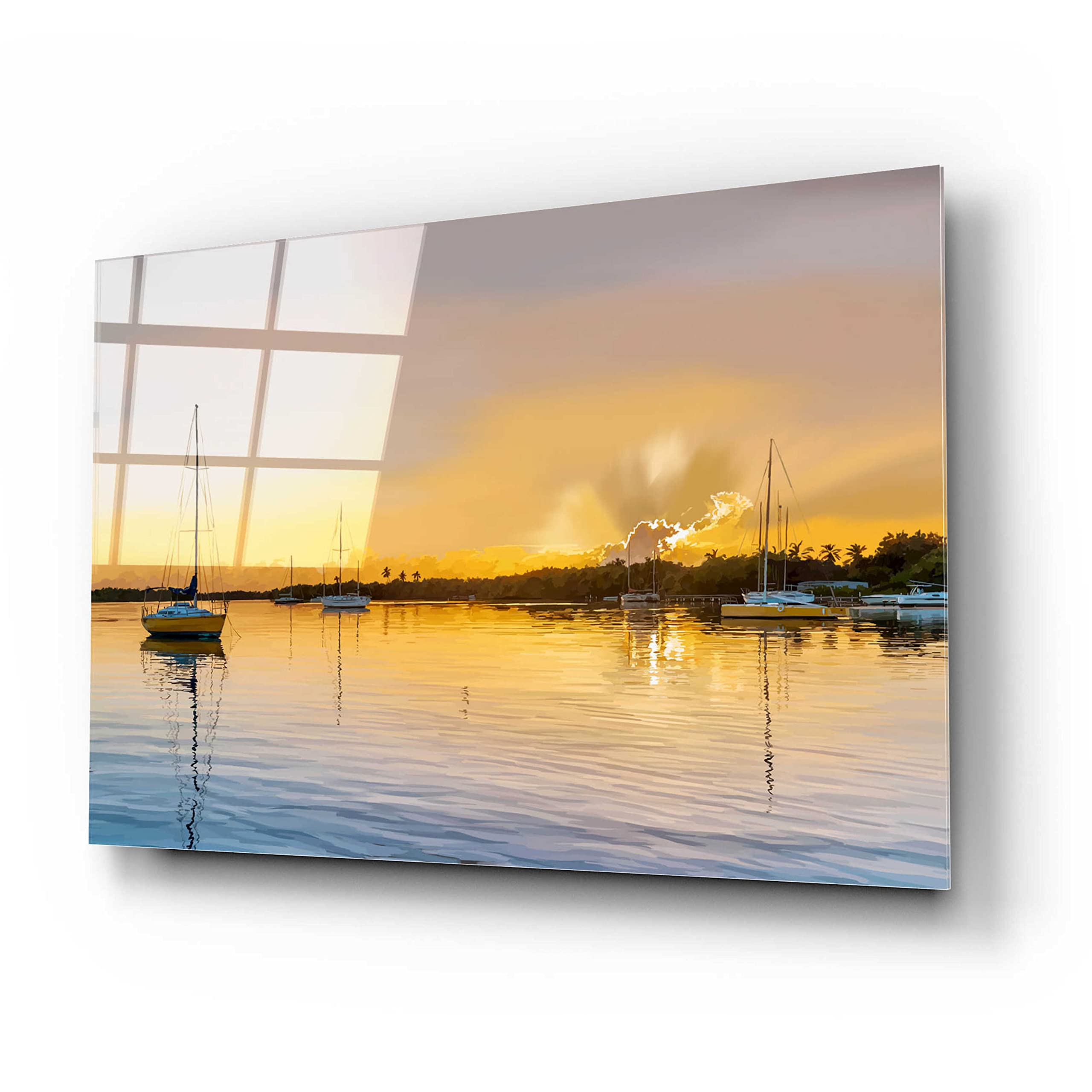 Emily Kalina 'In the Golden Light IV' Acrylic Glass Wall Art - 24x16 Inches Modern Abstract Painting for Living Room, Bedroom & Office Decor