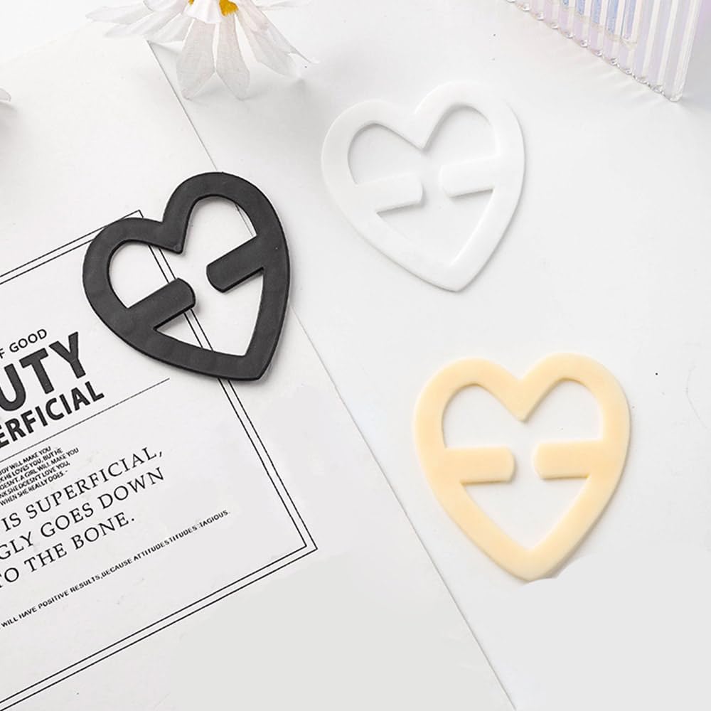 Bra Strap Clips for Women - 8 Pack Heart-Shaped Bra Strap Holders in Black, White, Beige & Clear - Prevent Slipping Straps & Adjustable for Comfort - Perfect for Everyday Wear, Workouts & Formal Dresses