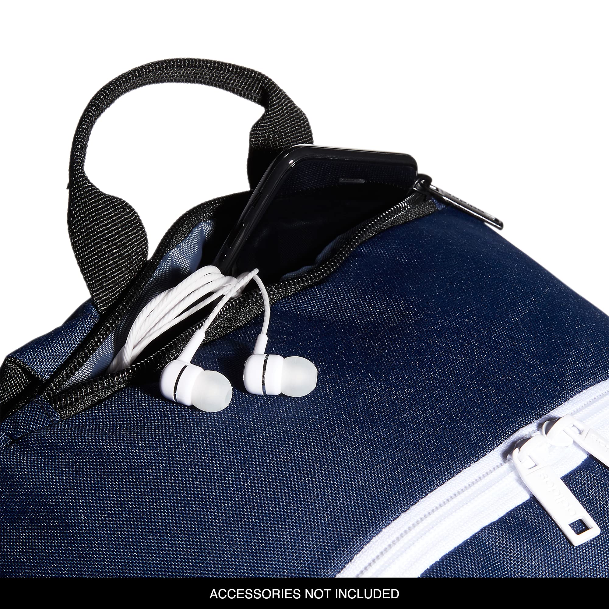 Adidas Classic 3-Stripe Durable Backpack for School, College, Travel & Gym - Water-Resistant Laptop Book Bag with Padded Straps (Collegiate Navy/Jersey Onix Grey/White) - Perfect for Students, Commuters & Sports Enthusiasts