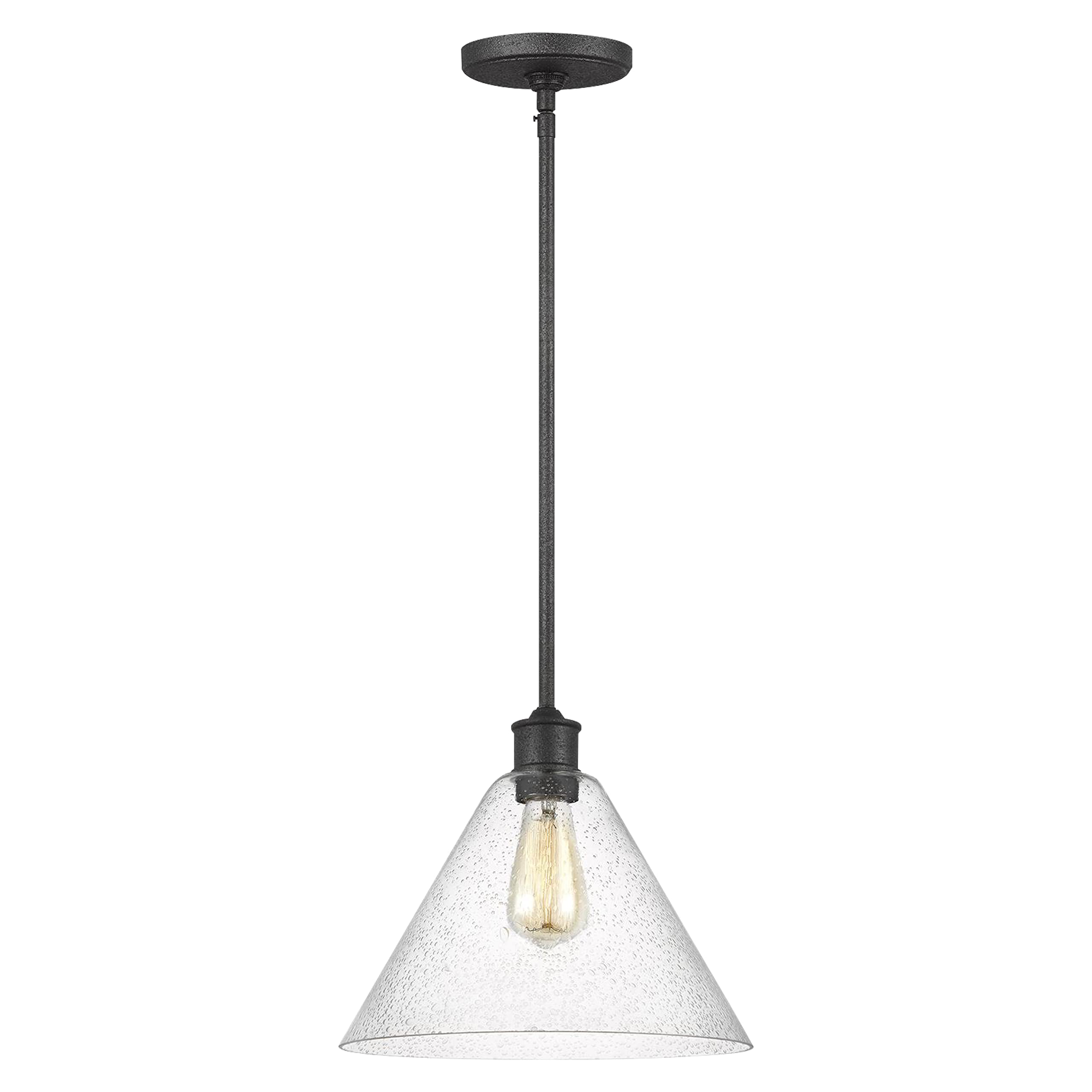 Generation Lighting 1-Light 12-Inch Belton Mini Pendant Light in Midnight Black - Modern Hanging Light Fixture for Kitchen Island, Dining Room, Bar Counter & Home Decor - Perfect for Farmhouse, Industrial & Contemporary Interior Design