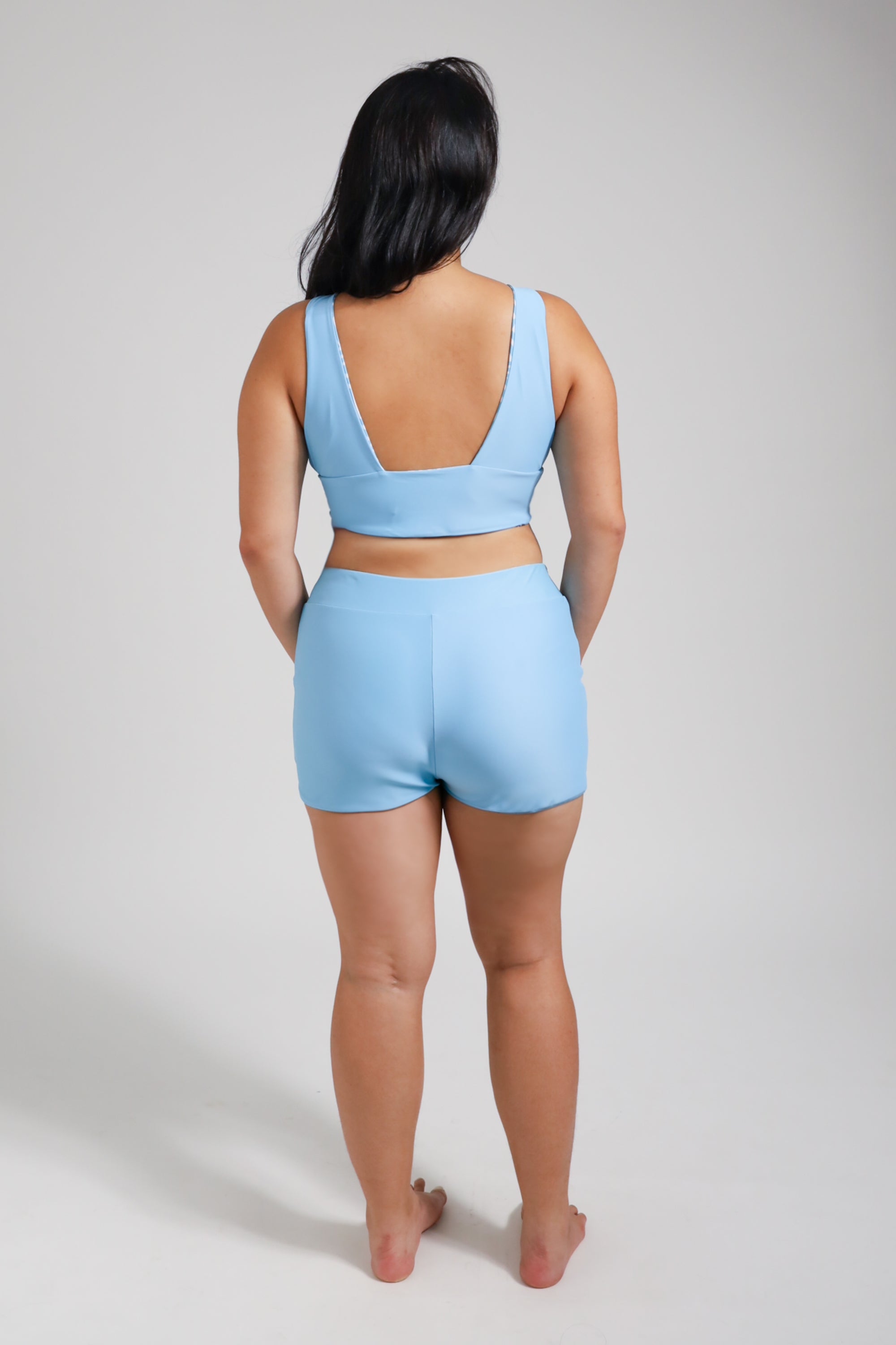 Sipadan Reversible Bikini Top - Sky Blue Wave Print | Women's Swimwear | Beach & Pool Party Wear