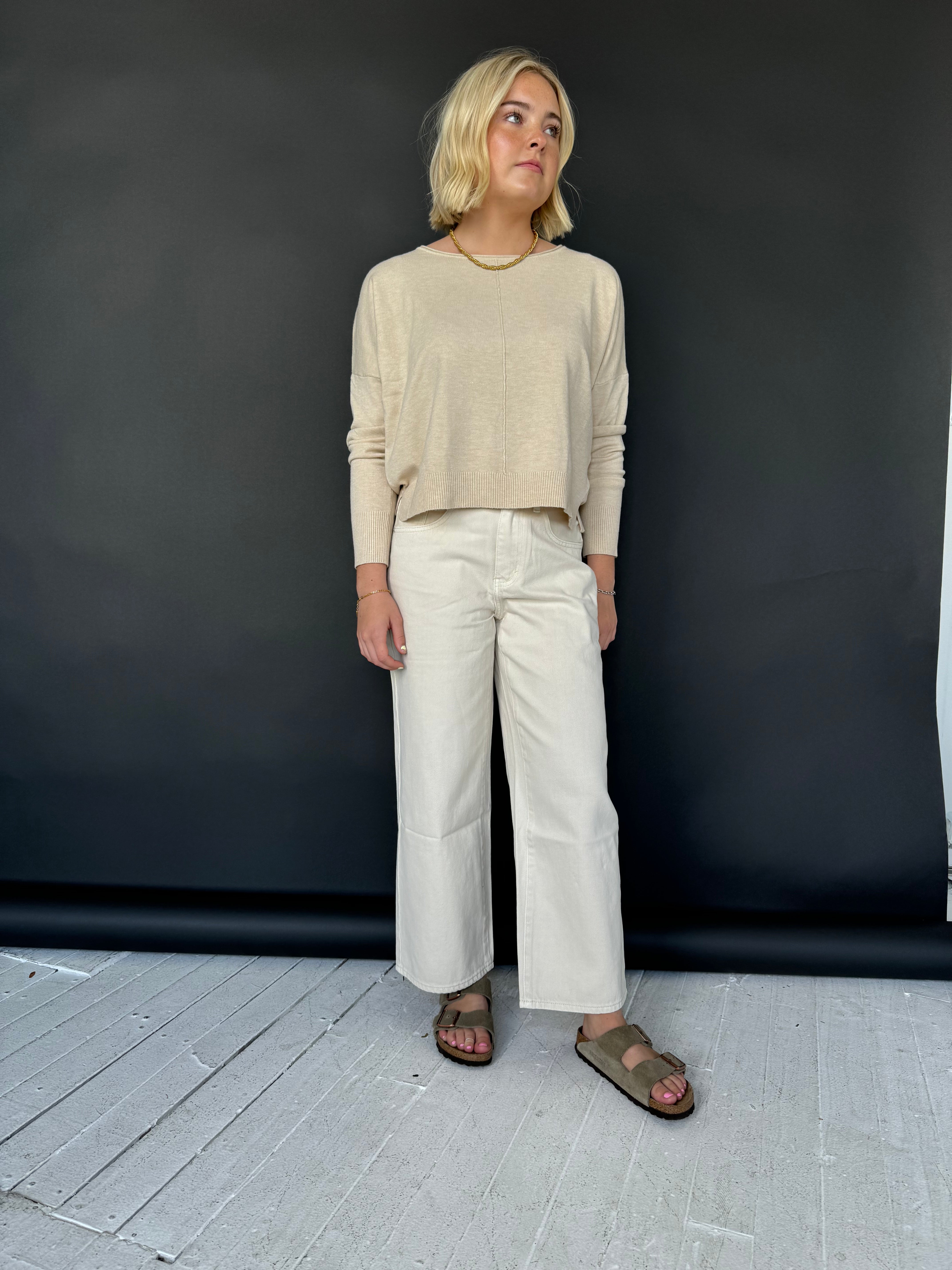 Premium Andy Crew Neck Sweater in Soft Oatmeal Color - Cozy Casual Wear for Men | Perfect for Fall & Winter Outfits, Office & Weekend Style
