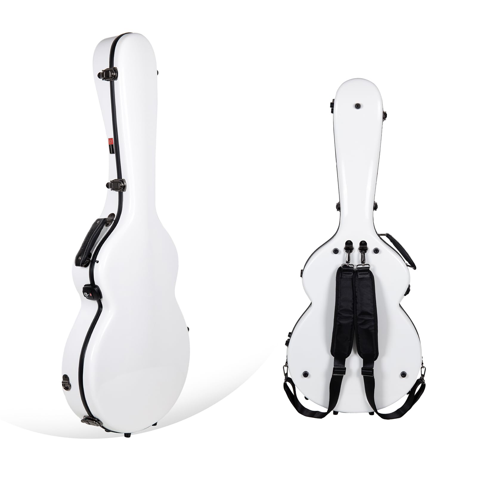 Crossrock Fiberglass Hard Shell Guitar Case with Backpack - White 335 Style | Durable Protection for Acoustic & Electric Guitars | Perfect for Travel, Gigging & Storage