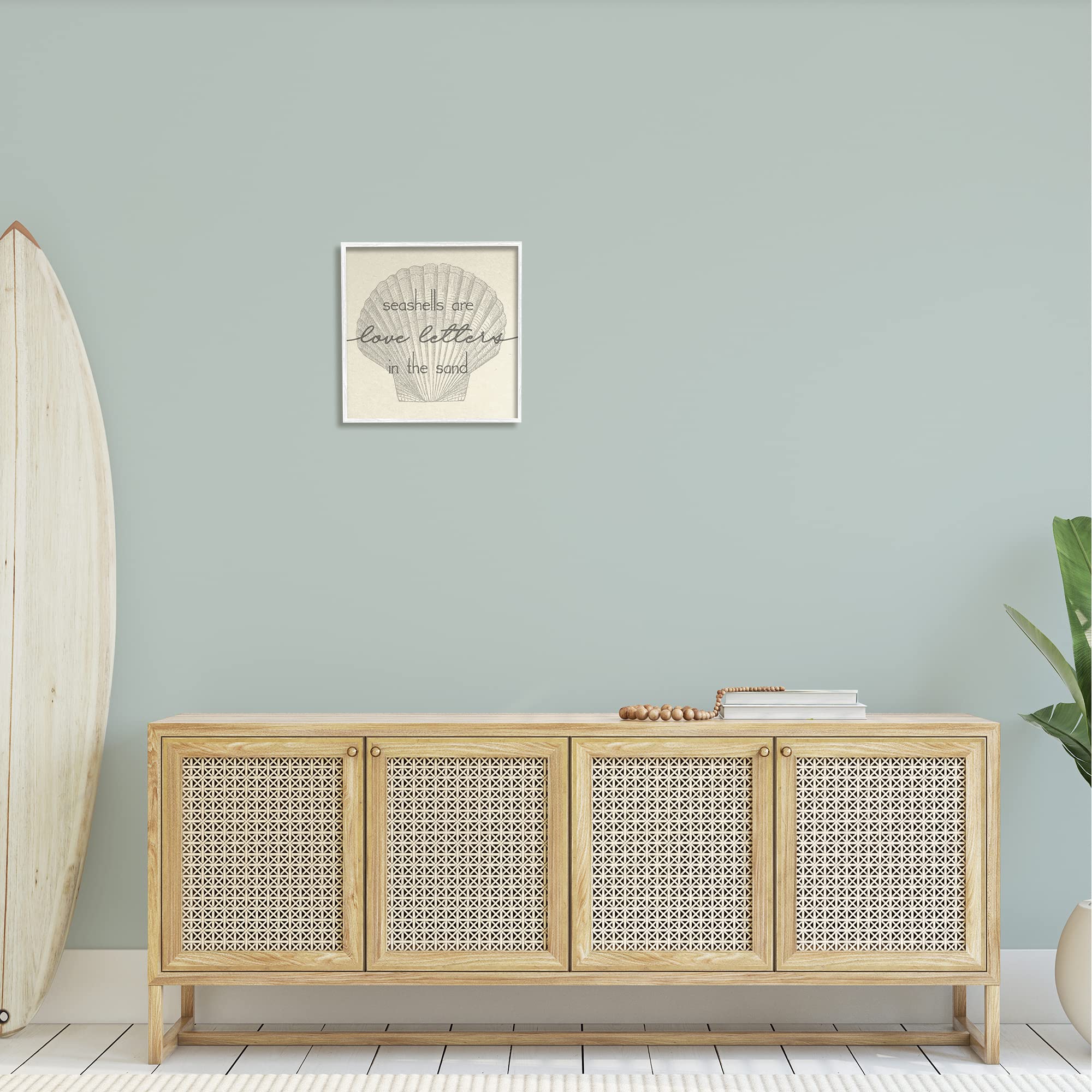 Stupell Industries Seashells Are Love Letters Etched Beach Quote Wall Art - Coastal Decor by Daphne Polselli - Perfect for Beach House, Bathroom & Nautical Themed Rooms