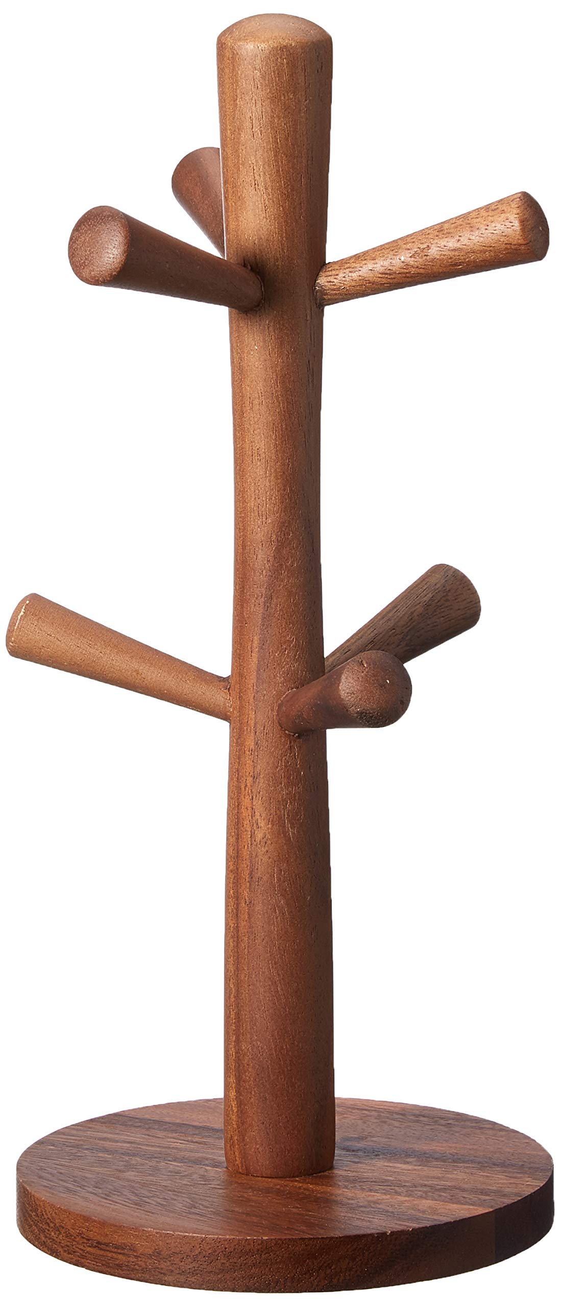 Acacia Wood Mug Tree for 6 Cups - Rustic Tuscany Style Coffee Mug Holder - Perfect for Kitchen, Dining Room, or Coffee Shop Display