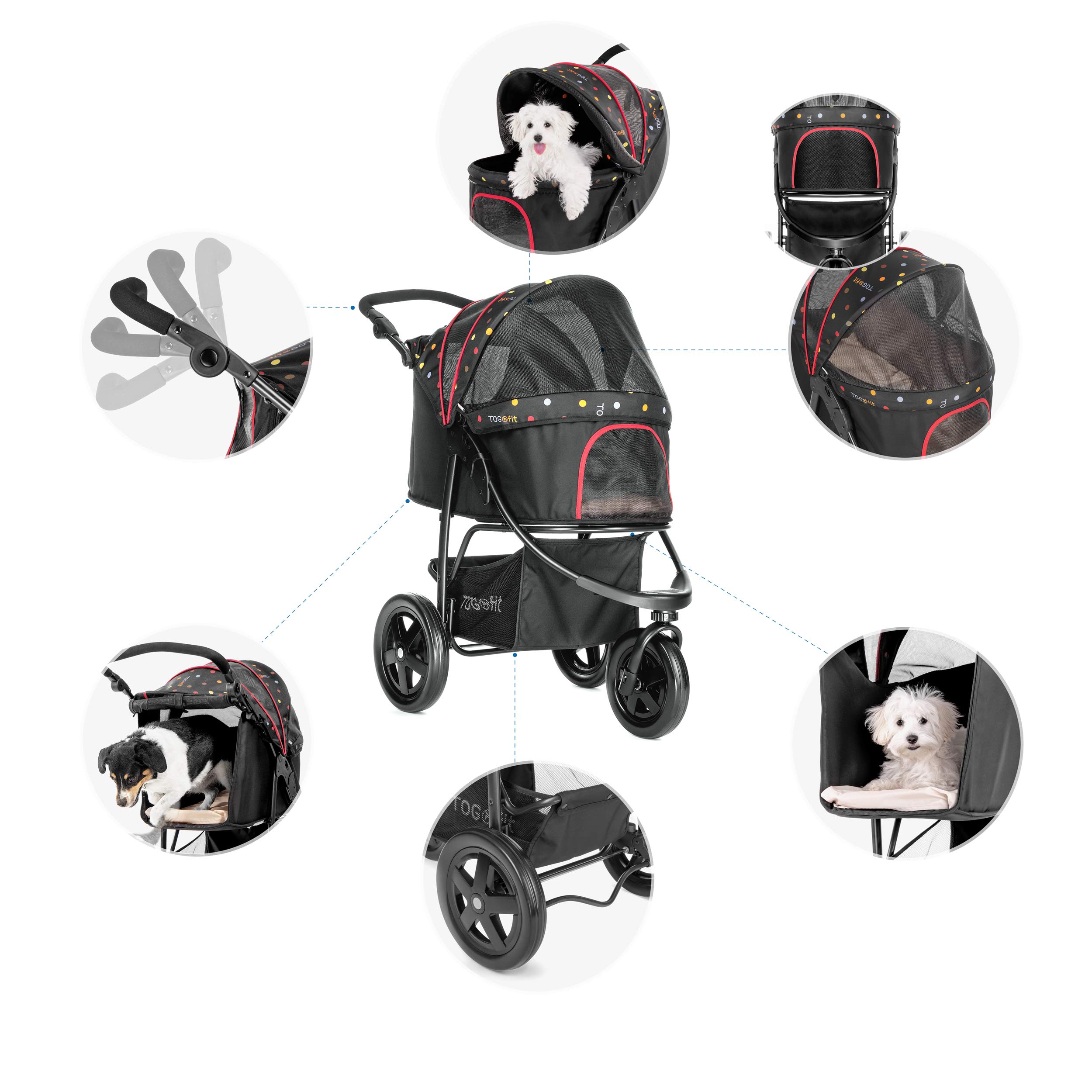 Hauck TOGfit Pet Roadster Luxury Foldable Dog Stroller for Small Dogs, Cats & Senior Pets - 6 Inch Wheels, Breathable Mesh Fabric - Perfect for Walking, Shopping & Outdoor Adventures