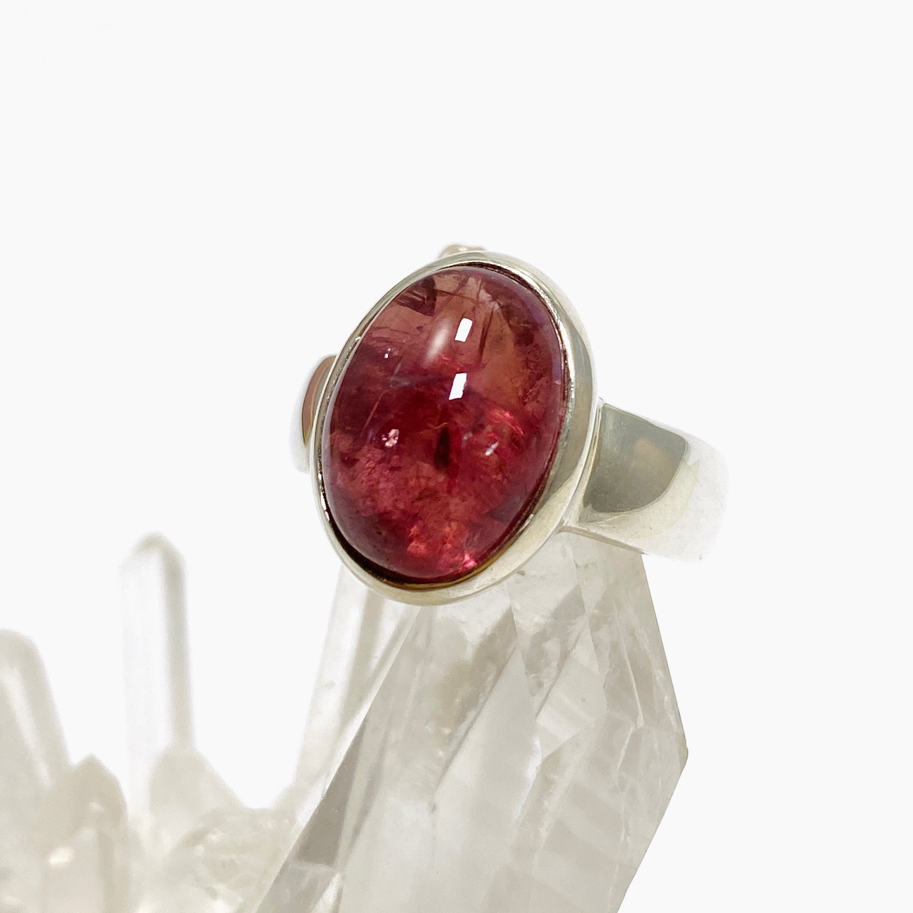 Pink Tourmaline Oval Cabochon Ring Size 7 - Genuine Gemstone Jewelry for Women - Perfect for Engagement, Wedding & Everyday Wear