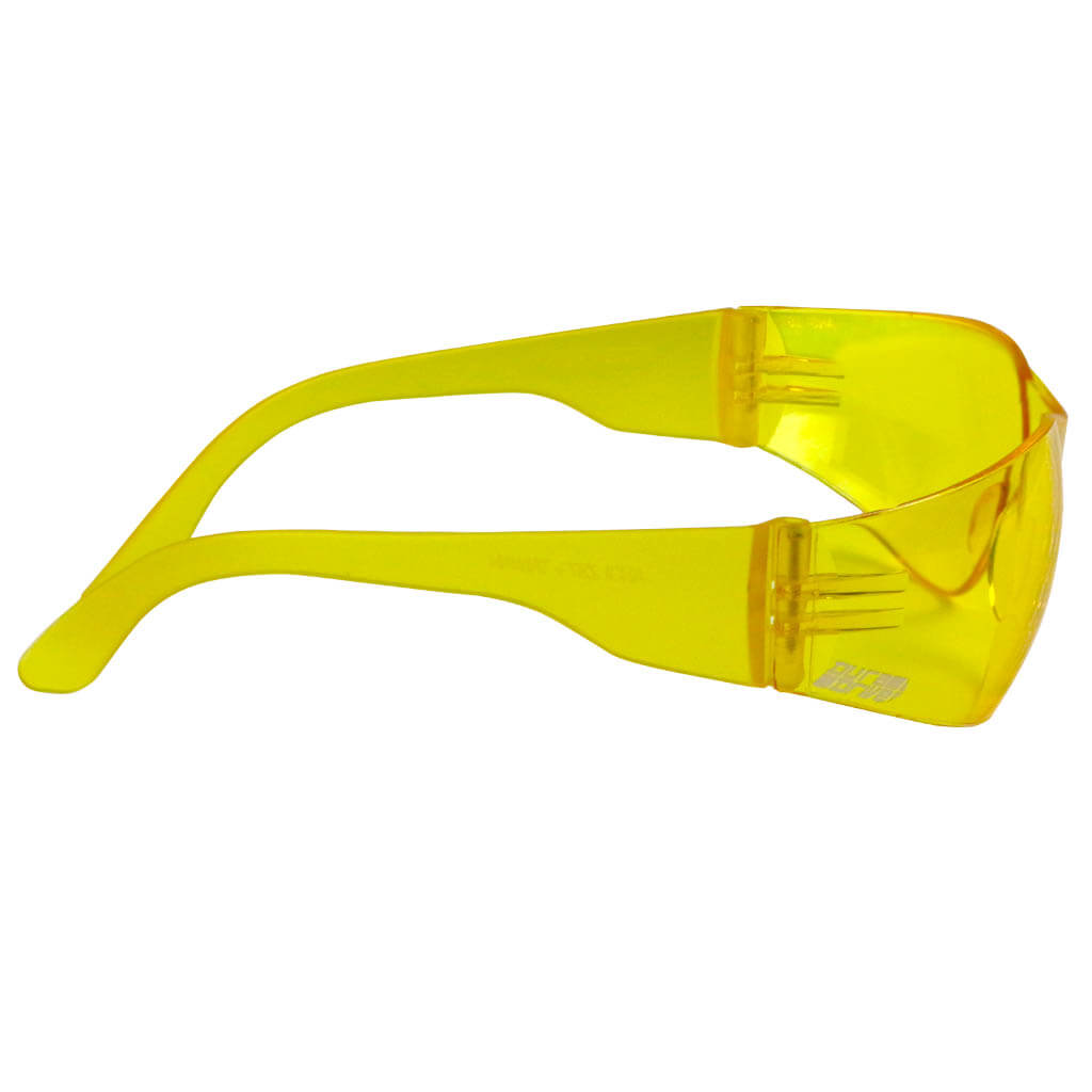 DuraDrive Low Light Amber Frameless CSA Z94.3 Economy Safety Glasses - Perfect for Construction, Manufacturing & Night Work Safety