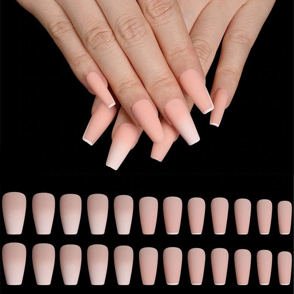 24-Piece Detachable Long Coffin Fake Nails Set - European Rainbow Ballerina Full Nail Art Tips - Colorful Artificial False Nails for Women (Series A 13) - Perfect for Parties, Weddings & Special Occasions