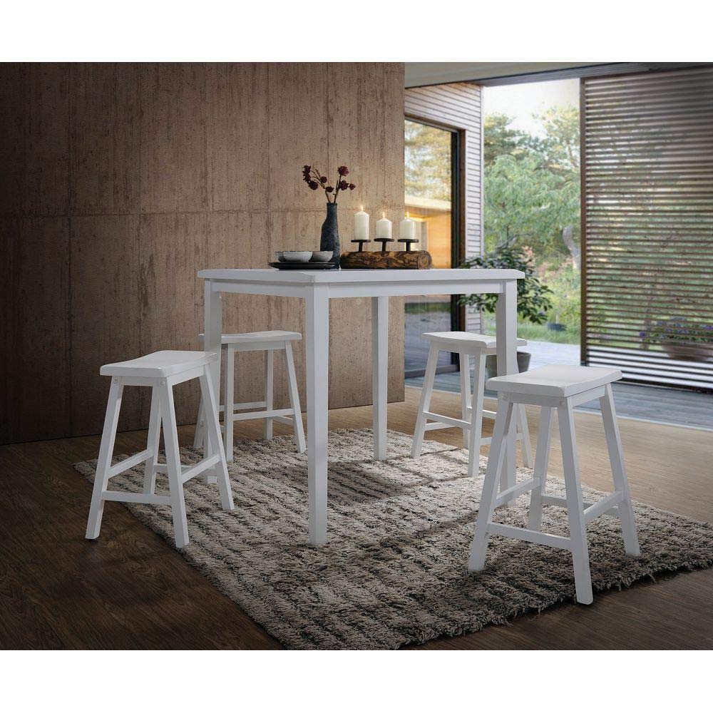 Modern 5-Piece Counter Height Dining Set - Square Table with 4 Saddle Stools - Perfect for Small Spaces, Breakfast Nooks & Kitchen Islands - Durable & Stylish Home Furniture