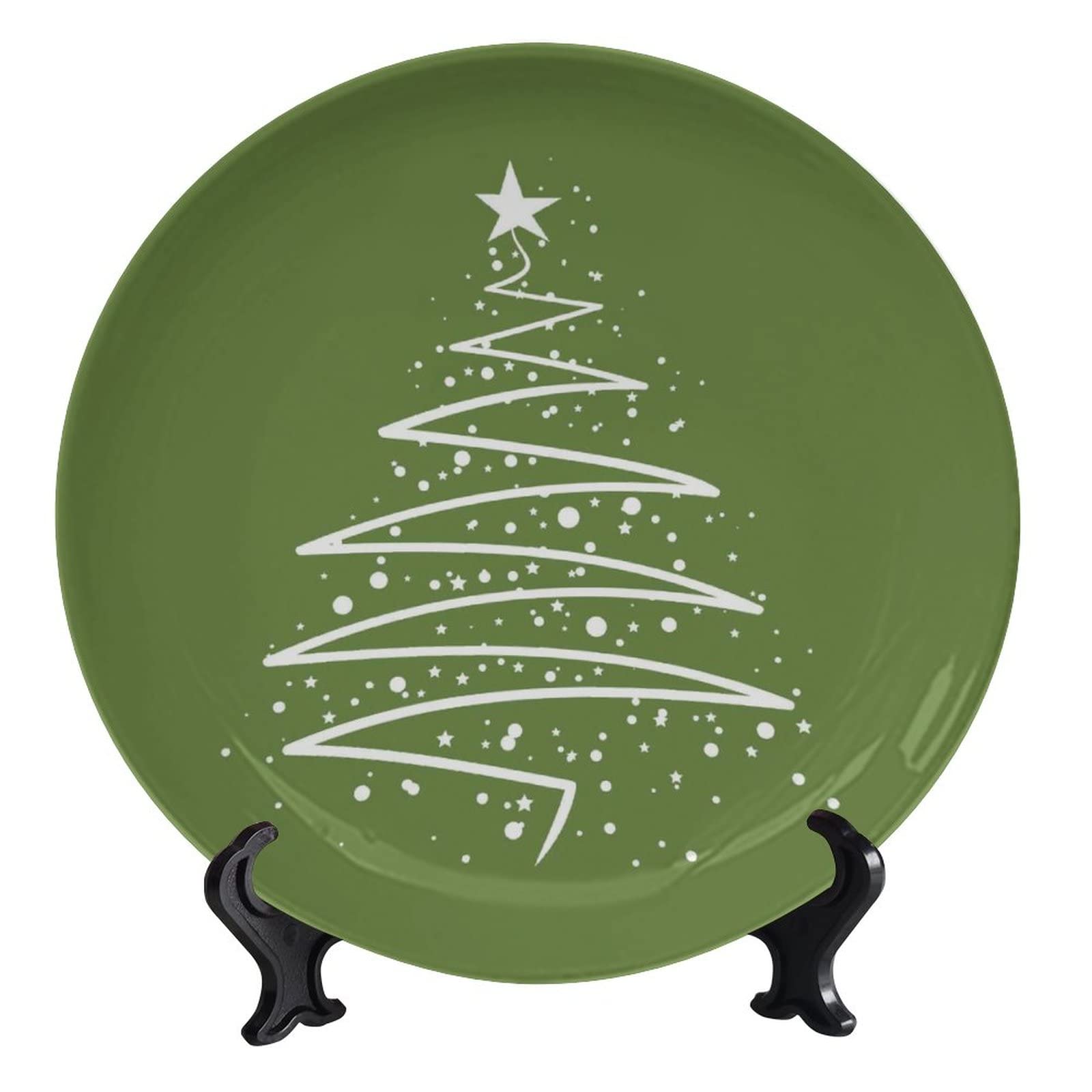 Christmas Ceramic Decorative Plates - 10inch Holiday Tableware with Simple Christmas Tree Design for Dining, Living Room, Bedroom & Bathroom Decor - Perfect for Festive Table Settings, Gift Giving and Seasonal Home Decoration