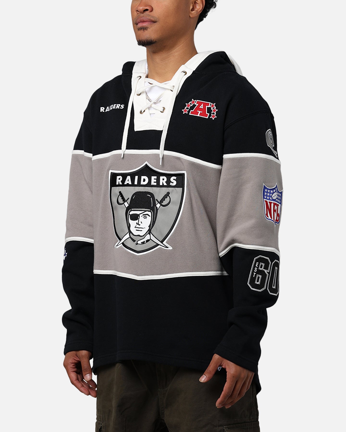 47 Brand Las Vegas Raiders Super Bowl Gridiron Lacer Hoodie - Jet Black NFL Fan Gear for Game Day & Casual Wear