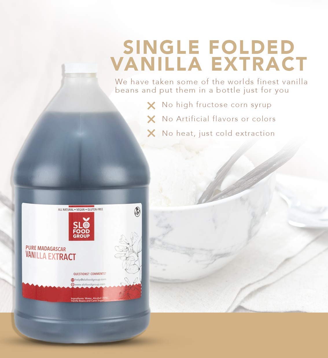 Premium Pure Vanilla Extract - 1 Gallon (128 fl oz) - Made from Madagascar, Uganda & Papua New Guinea Vanilla Beans - Ideal for Baking, Cooking, Ice Cream & Desserts - Natural Flavor Enhancer for Cakes, Cookies & Beverages