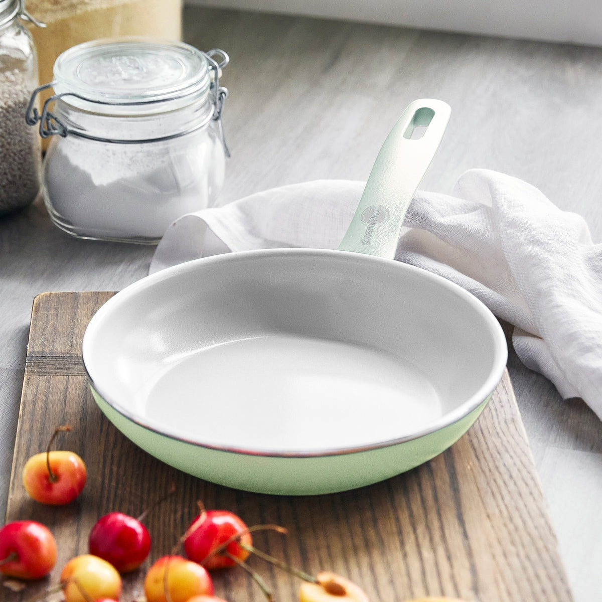 Dover Ceramic Nonstick 8 and 10 Inch Fry Pan Set - Pastel Green Cookware for Healthy Cooking | Perfect for Sauteing, Frying & Everyday Meals