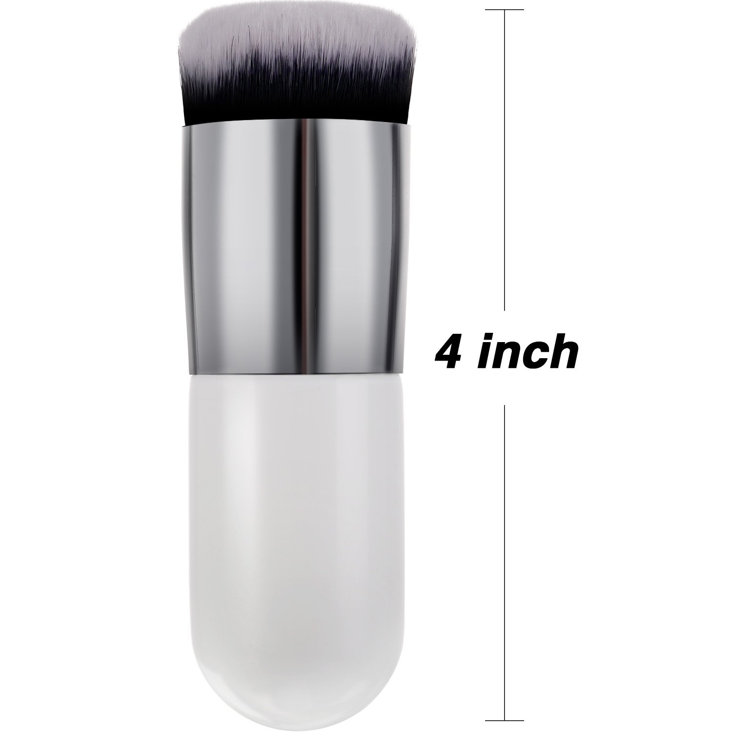 2 Pack Kabuki Makeup Brush Set - Chubby Foundation Brush & Travel Powder Brush for Liquid, Cream & Powder Cosmetics (White/Rose Gold & Pink/Silver) - Perfect for Professional Makeup Application & On-the-Go Touch Ups