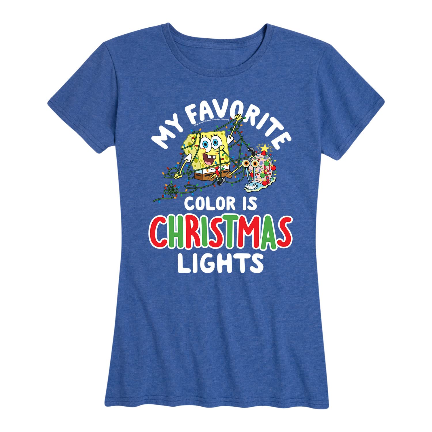 Spongebob Squarepants Christmas & Hanukkah Women's Short Sleeve Graphic T-Shirt | Holiday Themed Casual Tee for Women | Perfect for Christmas Parties, Hanukkah Celebrations & Festive Outfits