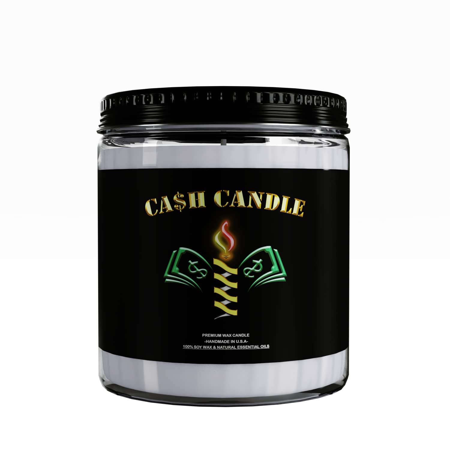 Handmade 9oz Cash Candle with Coconut Leaves - 100% Pure Soy Wax Jar Candle (Contains $1-$100 Hidden Money Inside) - Made in USA with Love - Perfect for Gifts, Parties, and Surprise Money Reveals