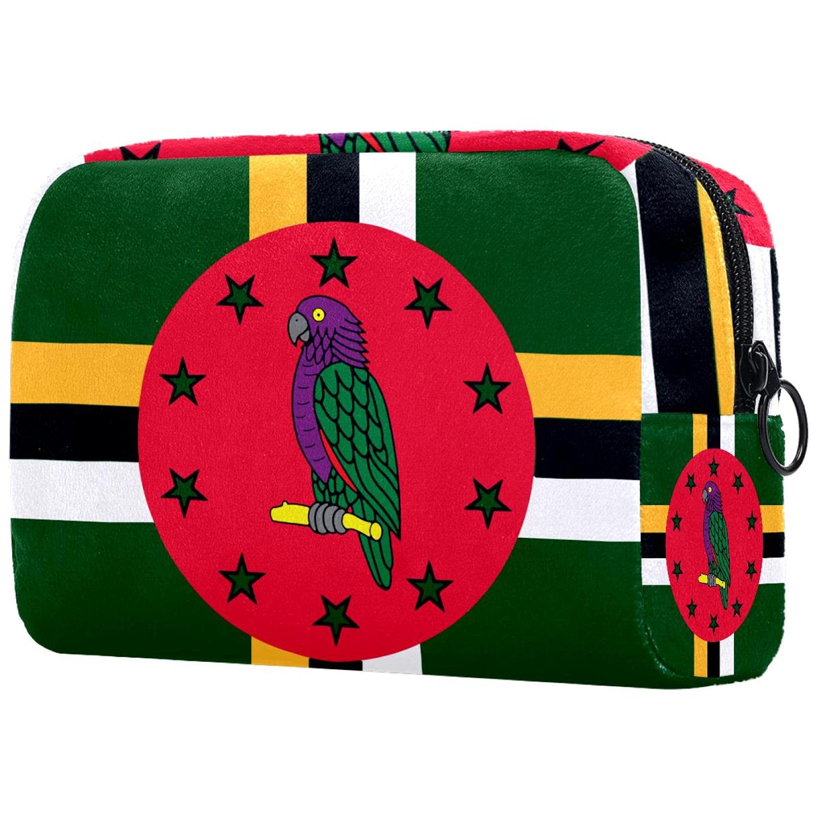 Stylish Travel Cosmetic Bag with Dominica Flag Design - Waterproof Makeup Pouch for Women, Perfect for Toiletries & Travel Essentials | Carry-On Organizer for Vacation, Gym, and Daily Use