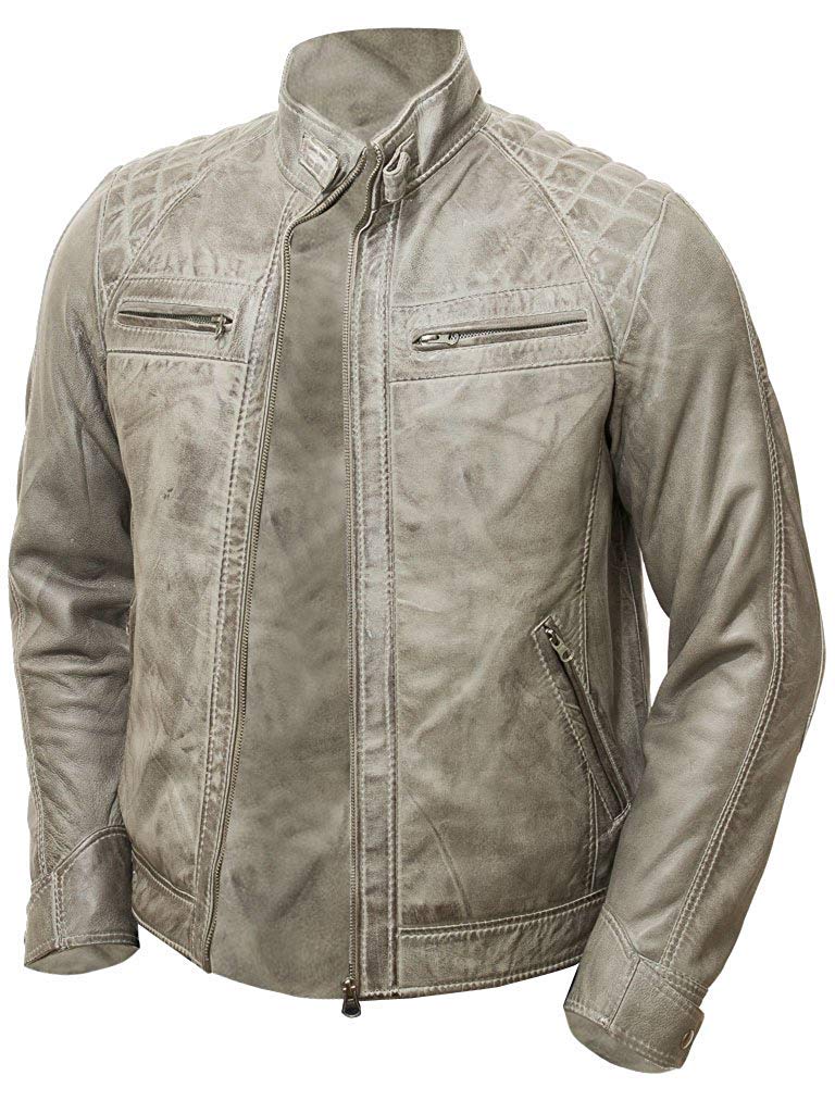 Shazmeen Men's Genuine Leather Biker Jacket - Vintage Cafe Racer Motorcycle Jacket for Men, Real Lambskin Leather Jacket - Perfect for Riding, Casual Wear & Outdoor Adventures