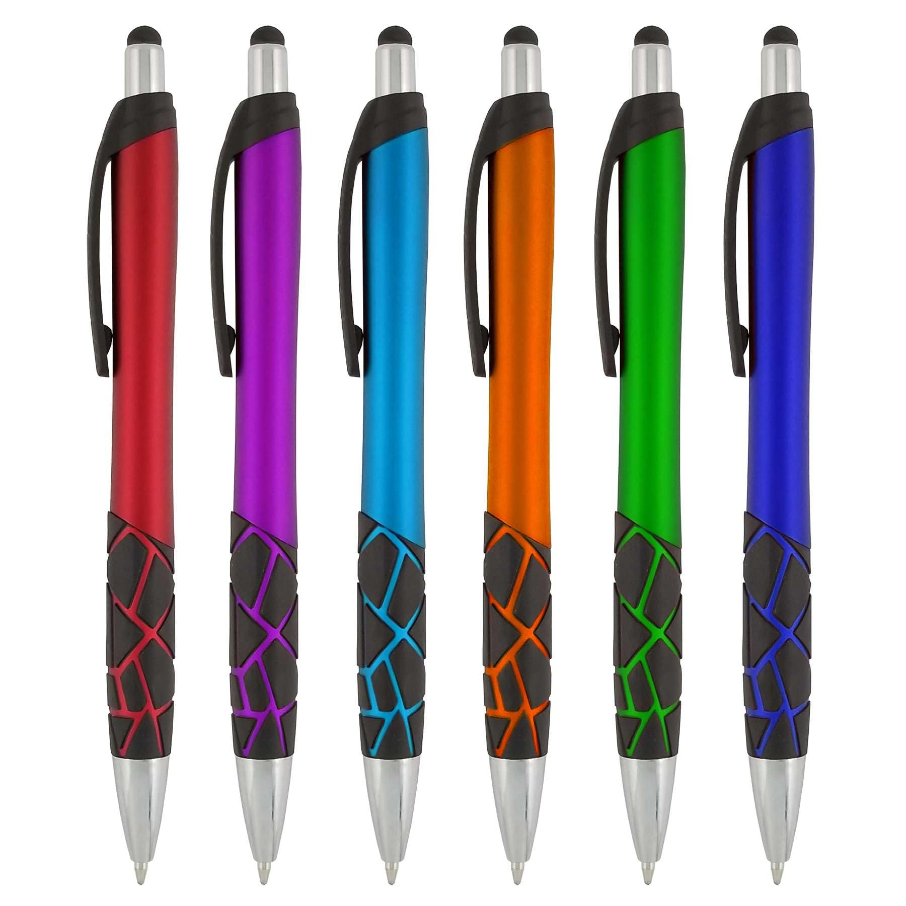 200 Pack Custom Logo Pens - Bulk Personalized Ballpoint Pens with Stylus for Business, Events & Promotions | 2-in-1 Touchscreen Compatible Writing Pen | Ideal for Office Use, Corporate Gifts & Trade Shows (Blue)