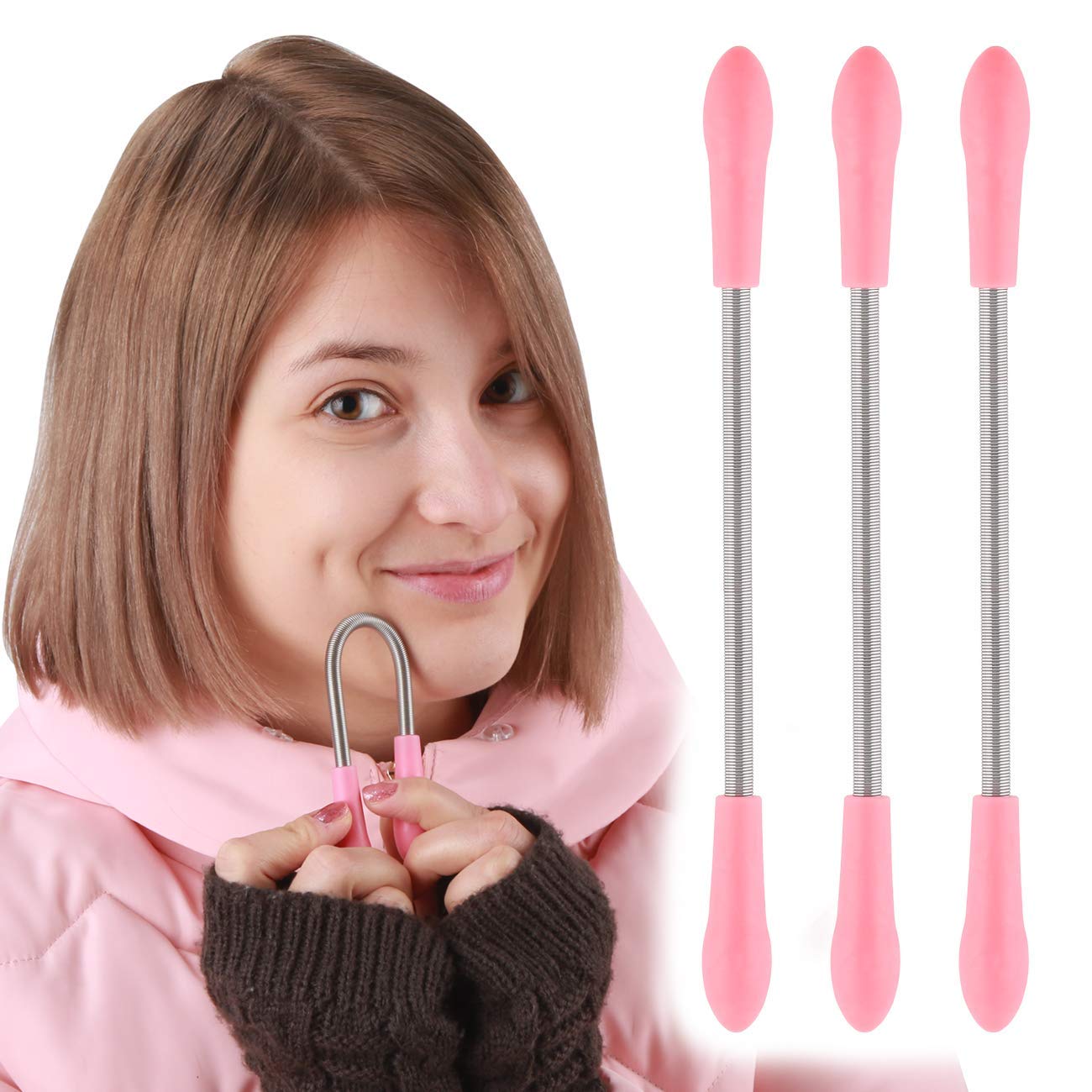 DESMIKA 2-Pack Facial Hair Remover Spring Stick for Women - Painless Upper Lip, Chin, Face & Neck Hair Removal | At-Home Beauty Tool for Smooth Skin Care Routine