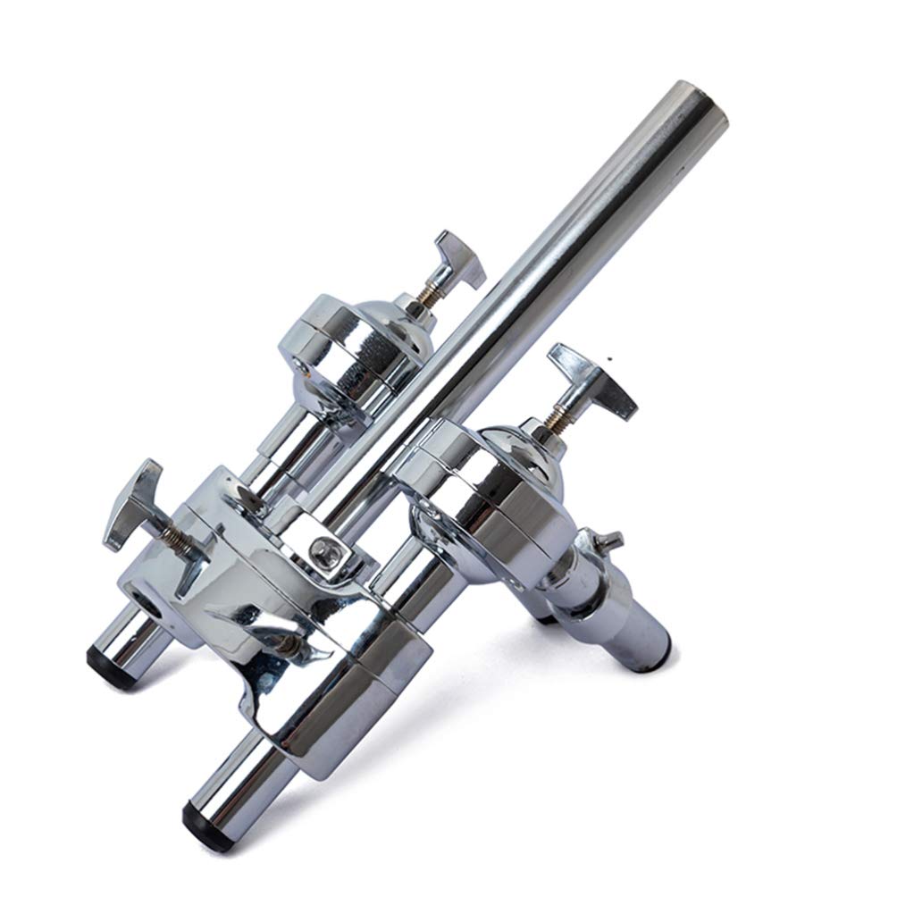 Double Drum Set Clamp Bracket Holder Mount Stand for Tom Drum & Jazz Drum - Silver Drum Accessory for Professional Musicians & Drum Kits - Perfect for Live Performances, Studio Recording & Music Classrooms