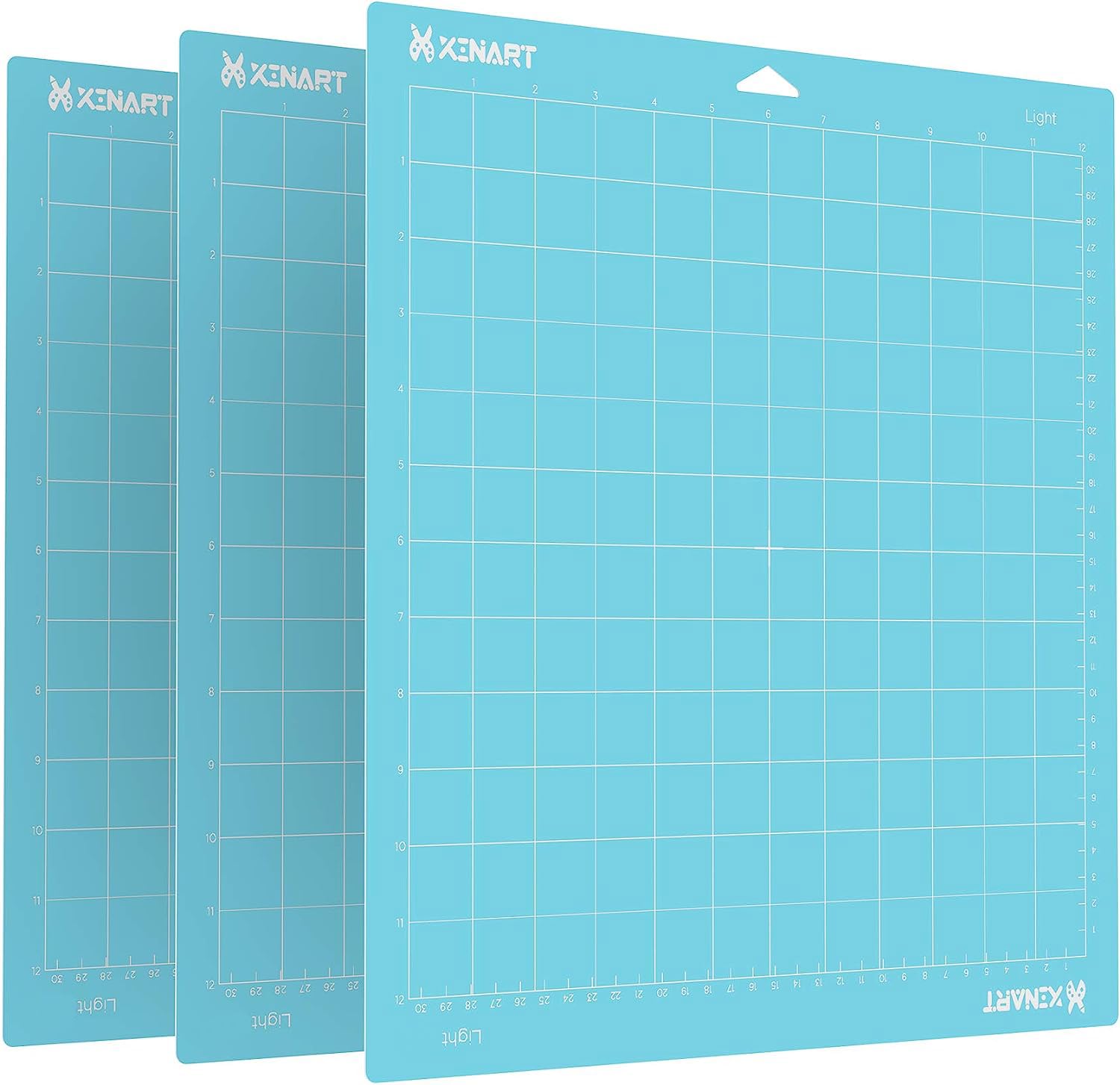 XINART 12x12 Inch 3-Pack Light Adhesive Cutting Mats - Compatible with Cricut Maker 3, Maker, Explore 3, Air 2 & One - Sticky Quilting Replacement Mats for DIY Crafts, Scrapbooking & Vinyl Projects