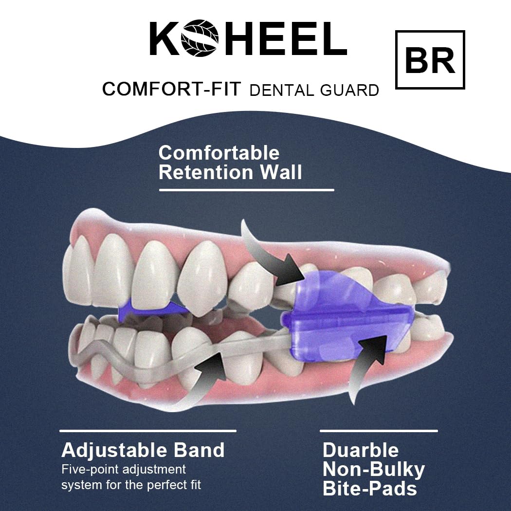 KOHEEL Adjustable Teeth Grinding Mouth Guard for Bruxism - No Boil Night Guard for Teeth Clenching & TMJ Relief (2 Pack) - Perfect for Sleeping, Sports & Stress Relief