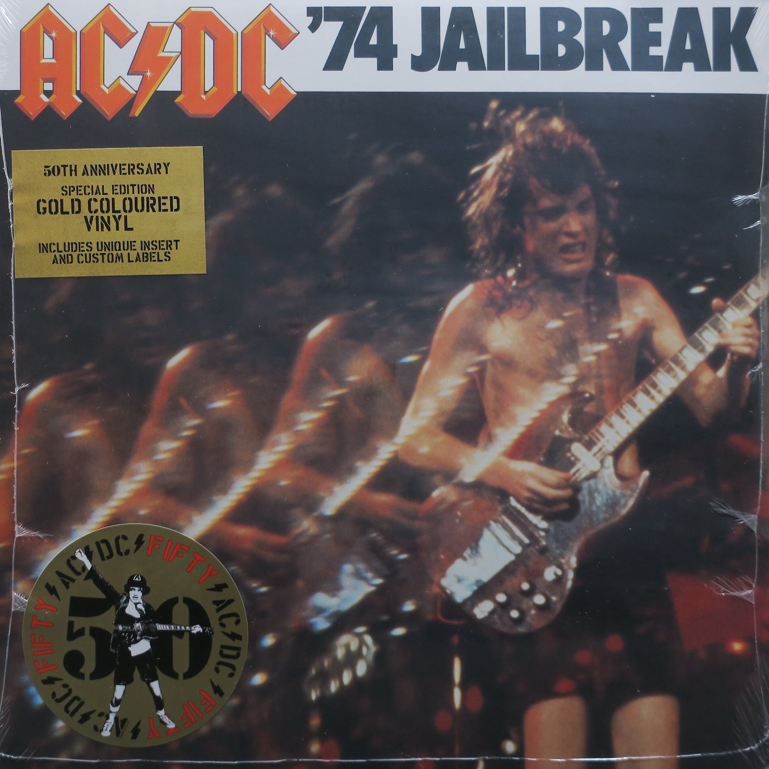 AC/DC '74 Jailbreak' Anniversary Edition GOLD Vinyl LP Record - Limited Collector's Item for Music Enthusiasts & Vintage Rock Fans - Perfect for Home Listening, Gifts, and Vinyl Collections