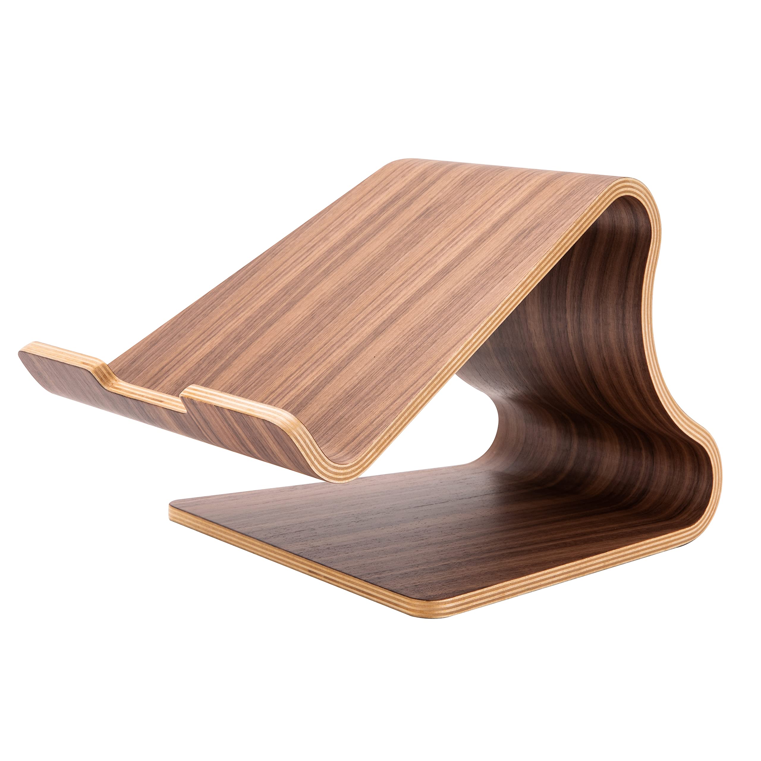 SAMDI Walnut Wooden Laptop Stand - Ergonomic Desk Riser for 10 to 17 Inch Notebooks, Perfect for Home Office, Study, and Workstation Use