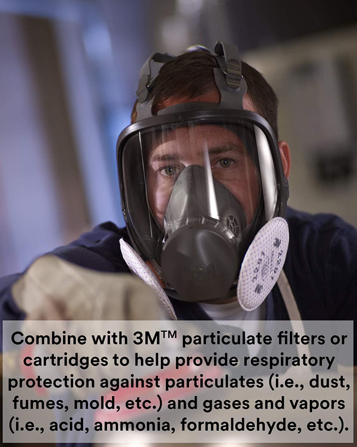 3M 6800 Full Face Reusable Respirator Mask - Medium Size, NIOSH Approved for Painting, Chemical Handling & Industrial Safety Protection
