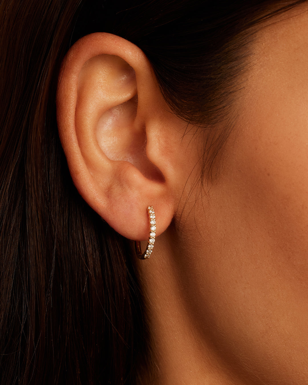 15mm Diamond Single Hoop Earrings for Women - Elegant Everyday & Party Jewelry Accessories